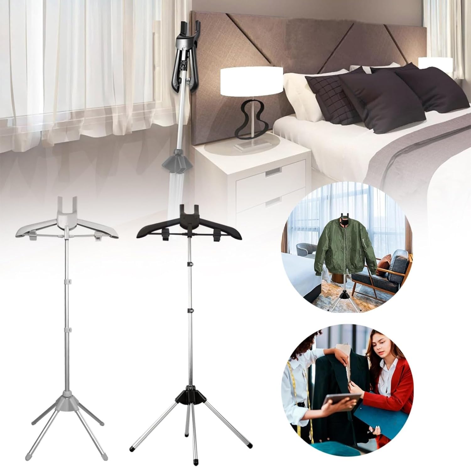 Garment steamer rack with foldable stand Black