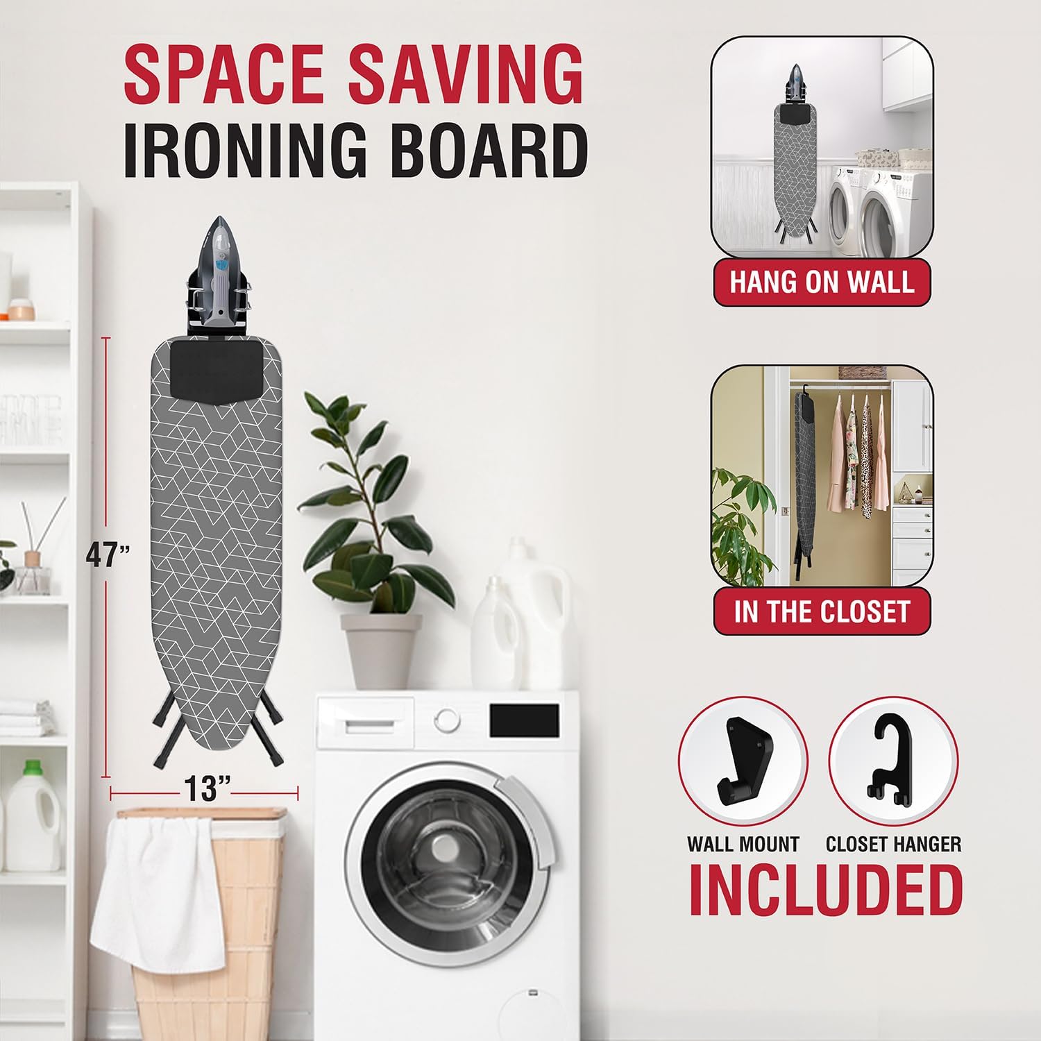 Sturdy Full Metal 48 X 13 Ironing Board