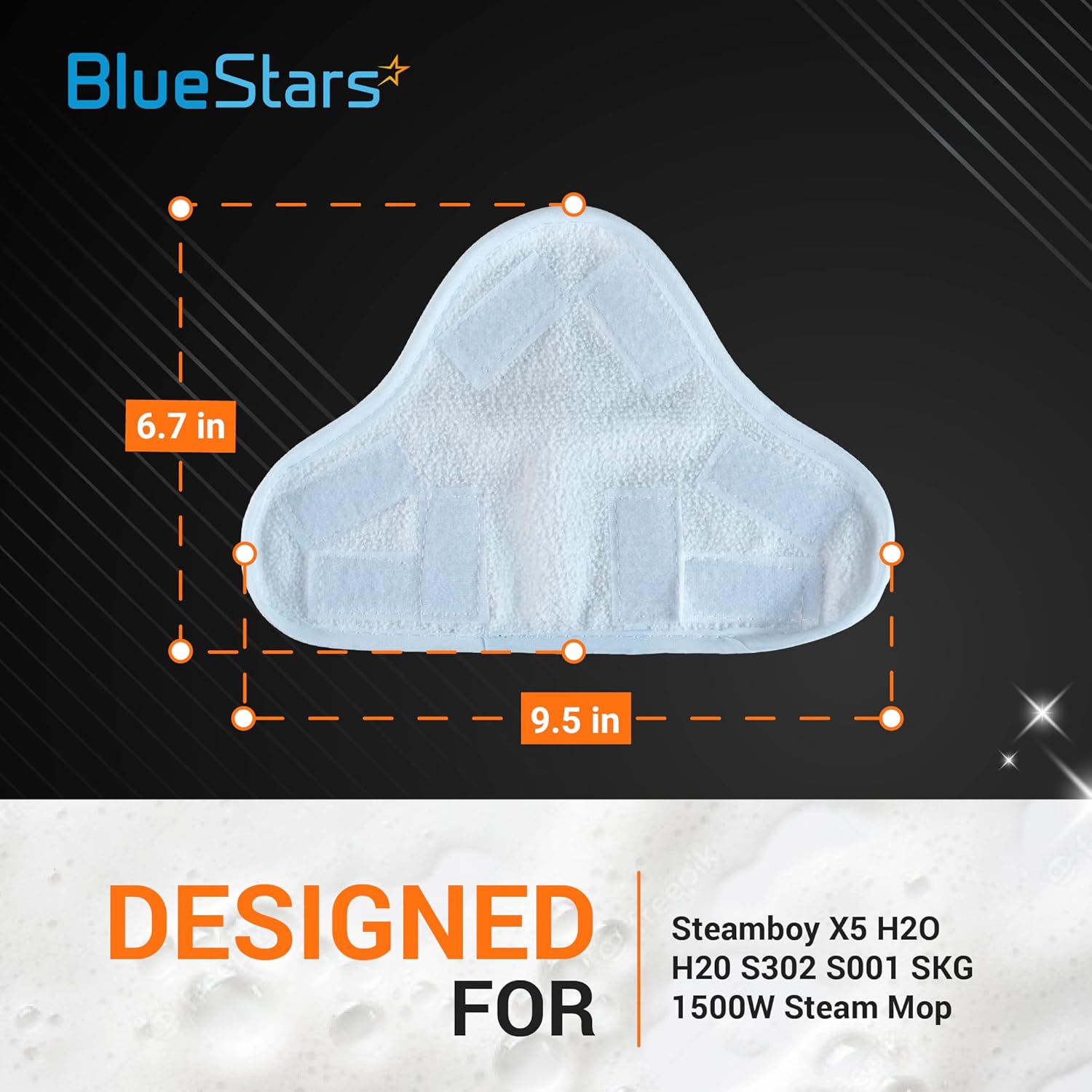 BlueStars 8-Pack H2O X5 Microfiber Steam Mop Pads Replacement Washable Reusable