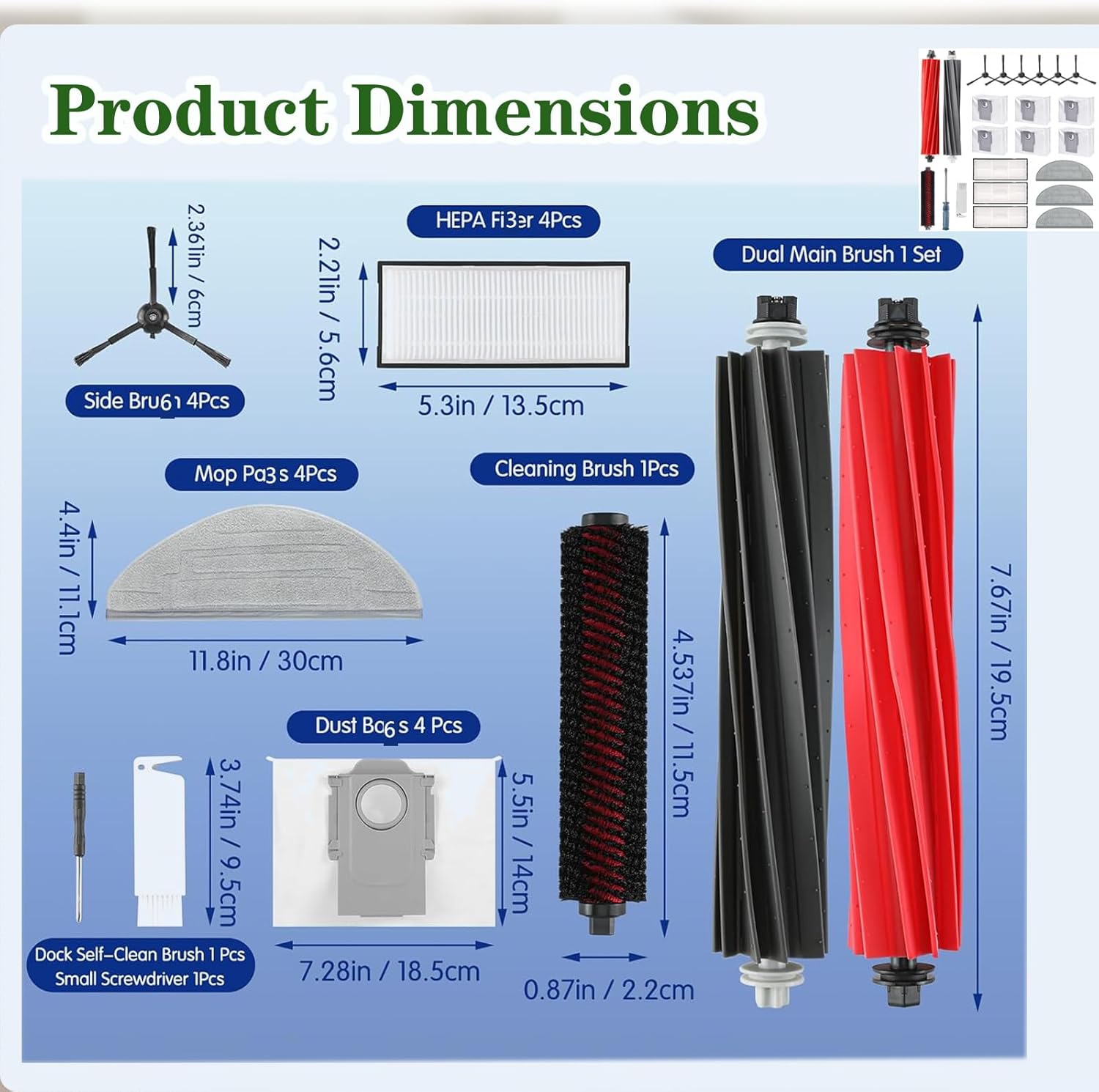 Quick Replacement Set for Roborock S8 Pro Vacuum