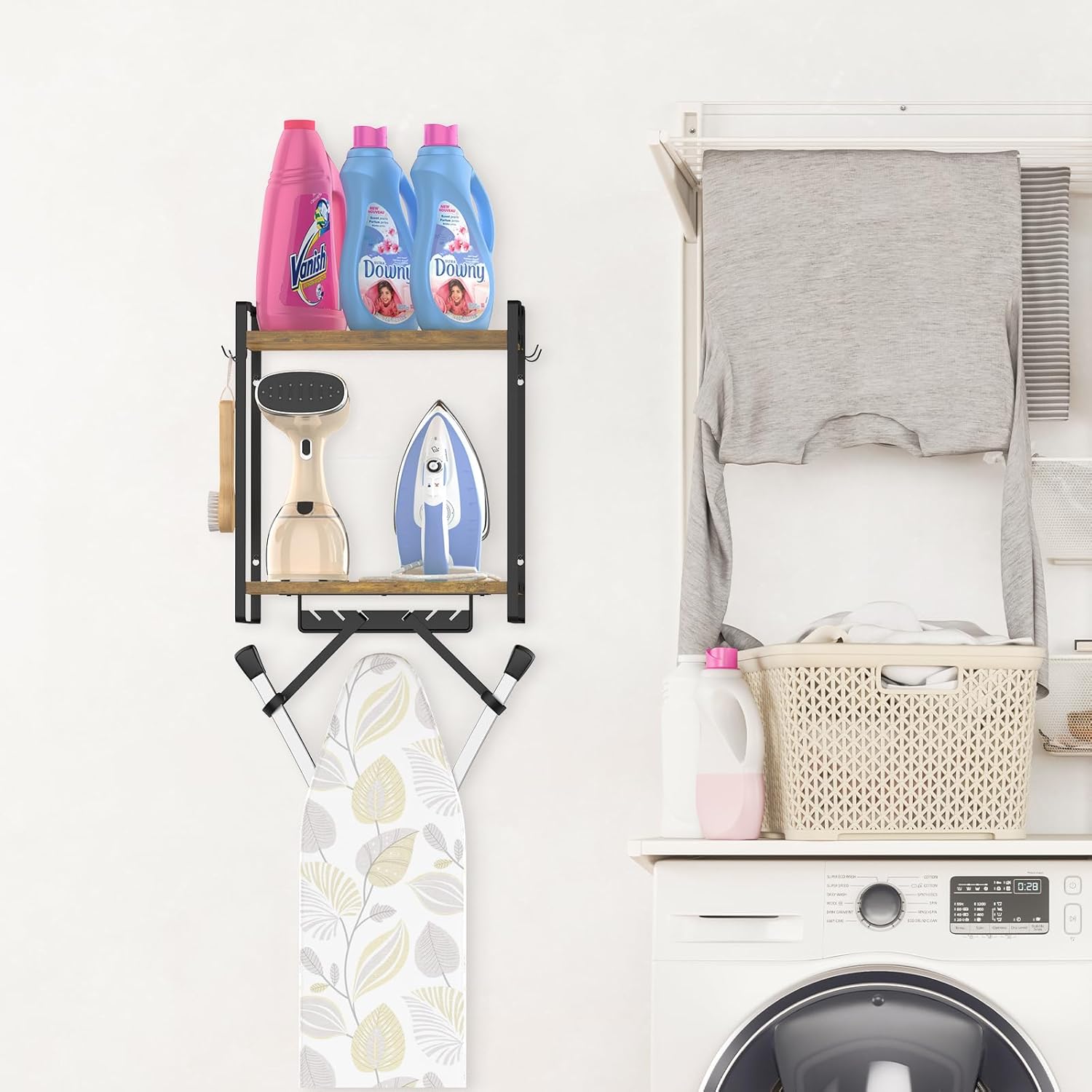 EsLukerlyIroning Board Holder with Removable baskets for set