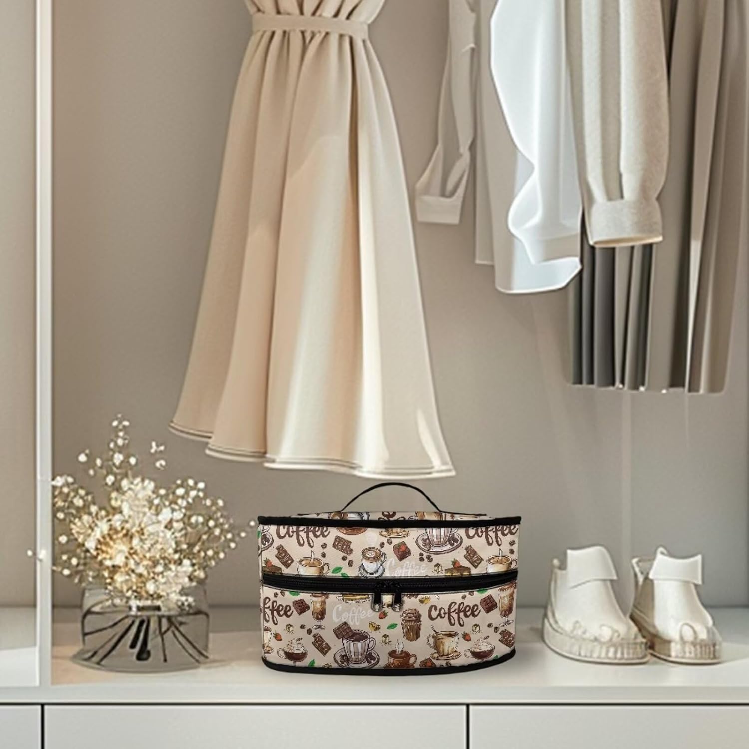 Coffee Chocolate Pattern Iron Storage Bag for Home Use