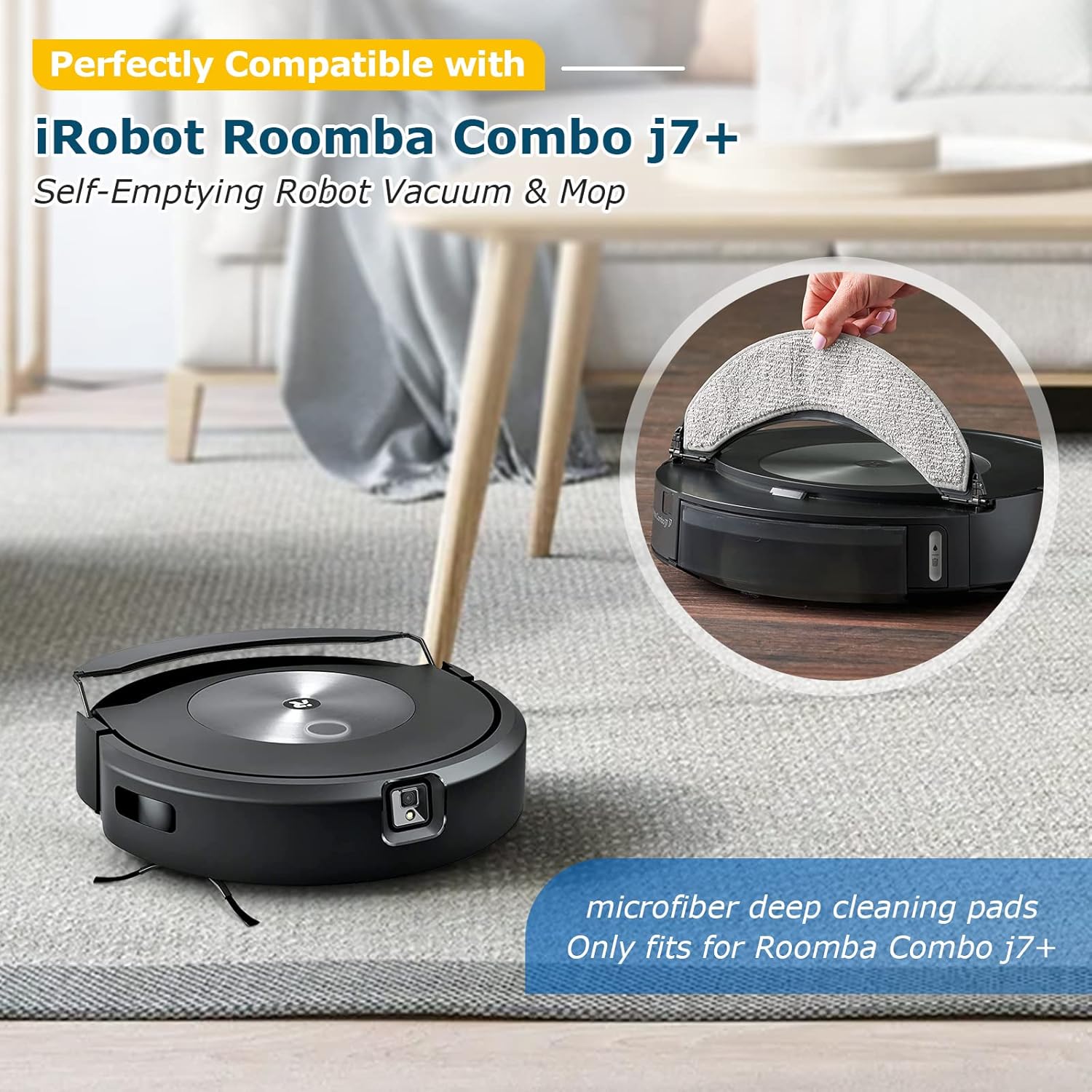 4-Pack Washable Mop Pads for iRobot Roomba J7J9