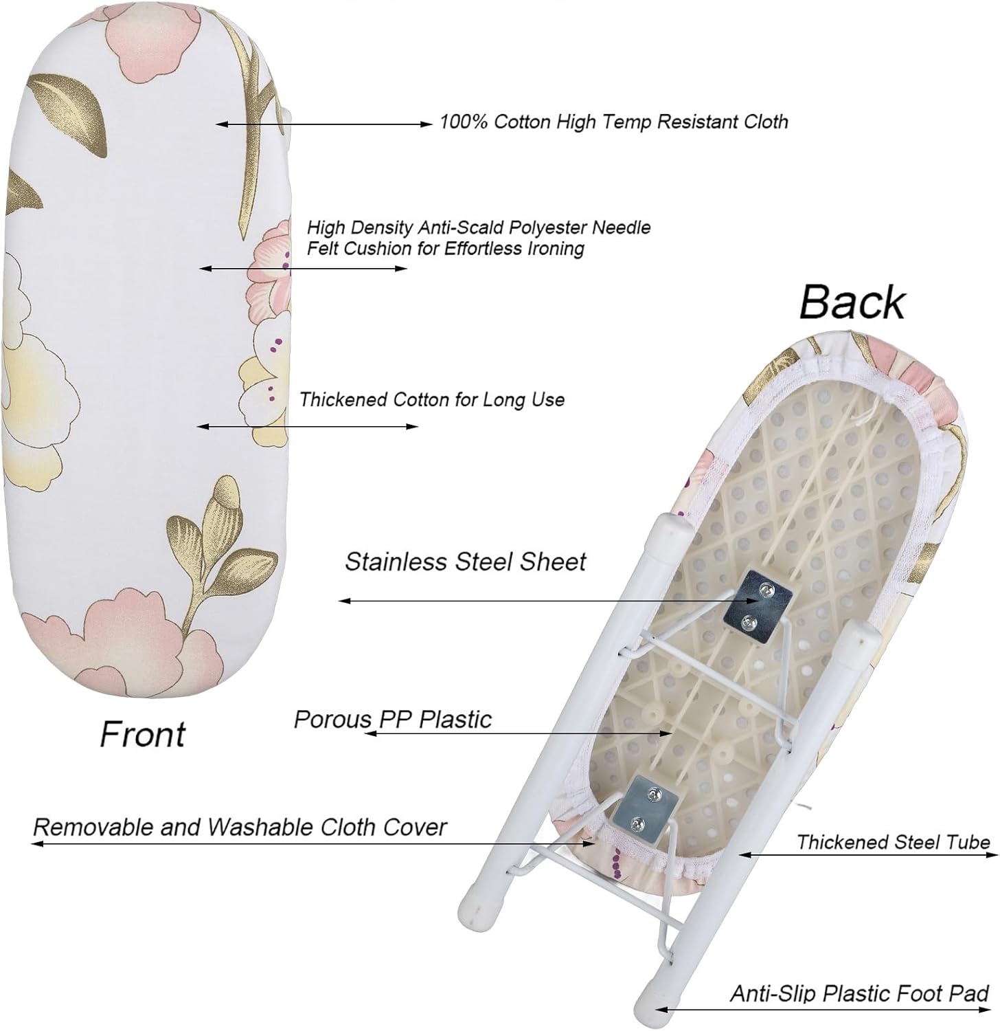 atenalslbo Gier Folding Travel Ironing Board for Vacuum Collar Treatment Peony