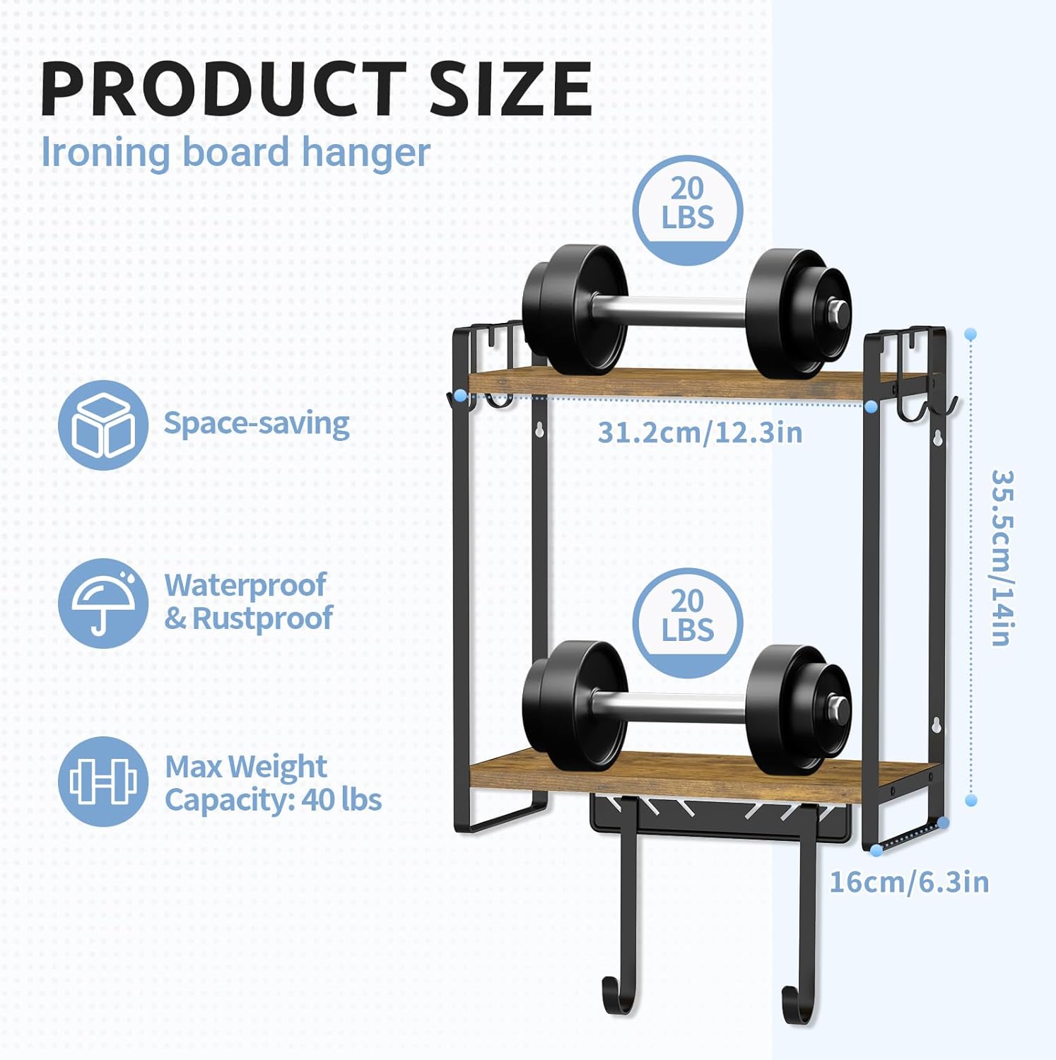 EsLukerlyIroning Board Holder with Removable baskets for set