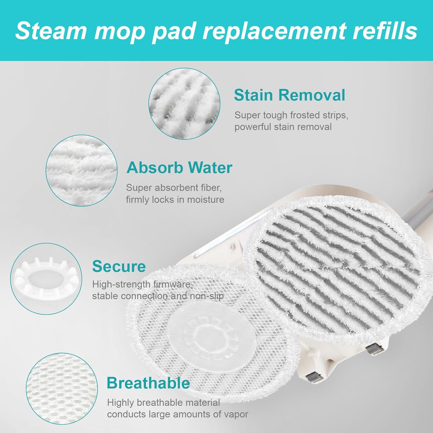 AIR U Replacement 8-Piece Steam Mop Pads for Shark Steam Mops
