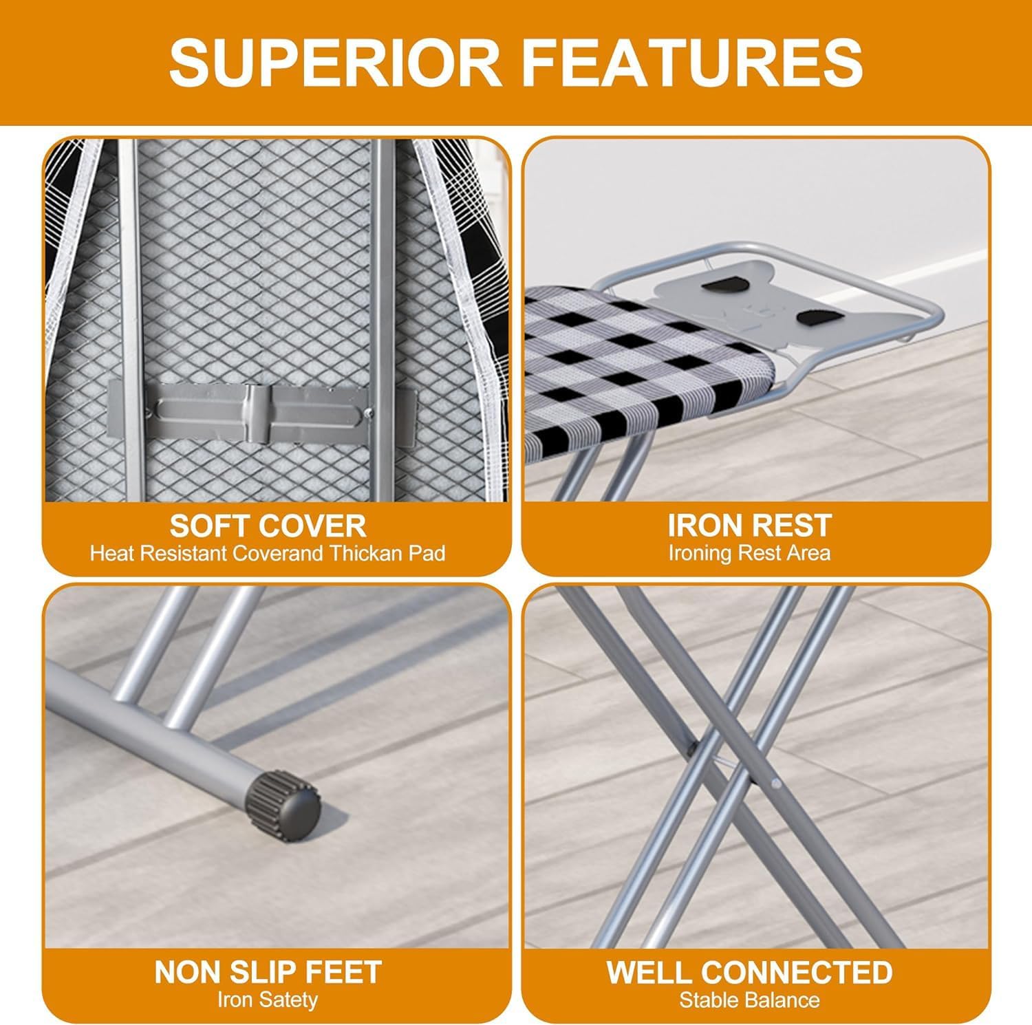 Extra Wide Ironing Board with Adjustable Heat