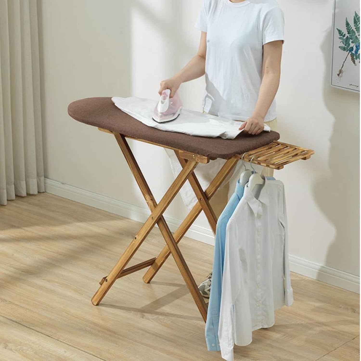 Solid-Wood Adjustable Ironing Board for Small Spaces