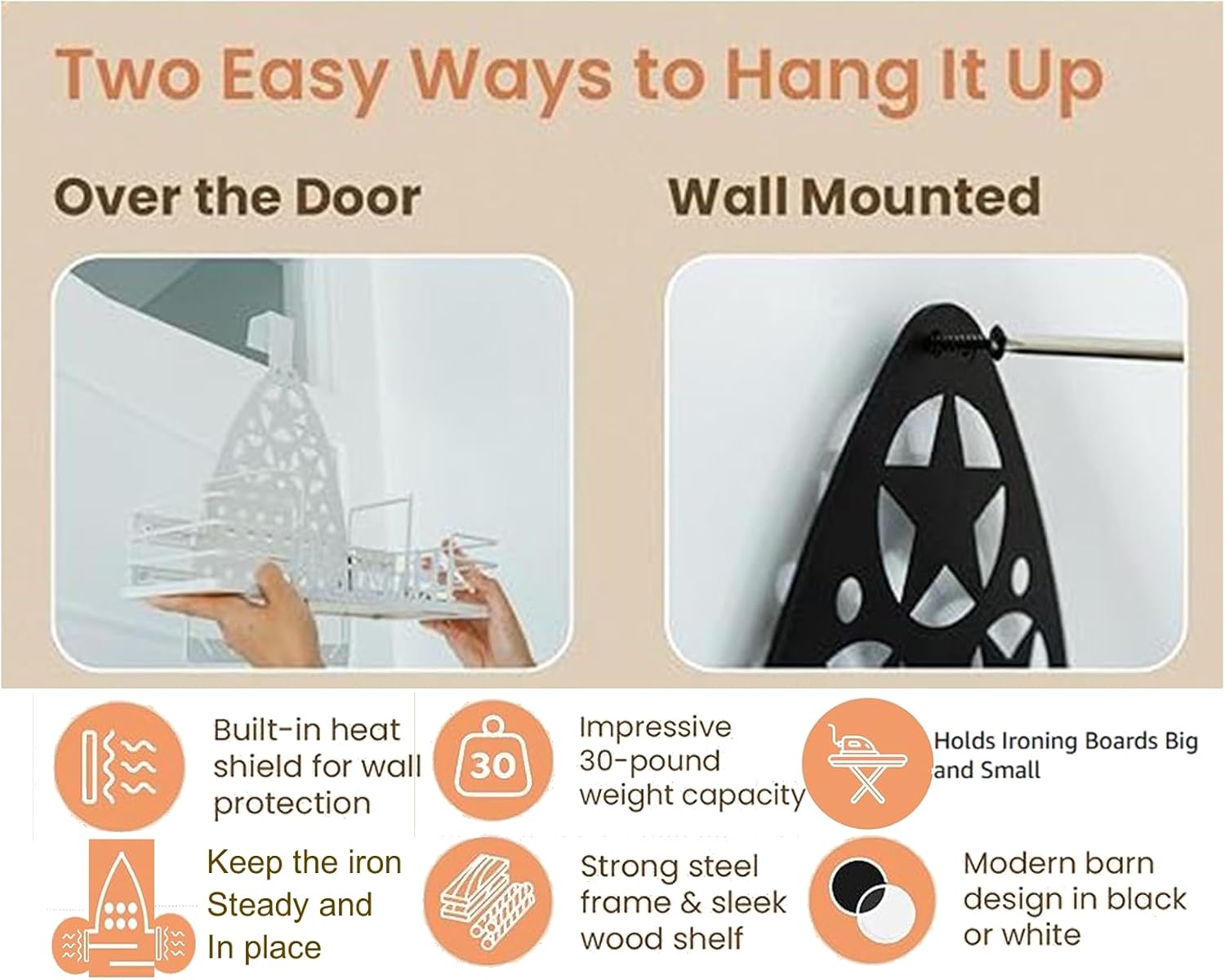 Smart Ironing Hanger 35x6x175-inch Wall-Mount Organizer
