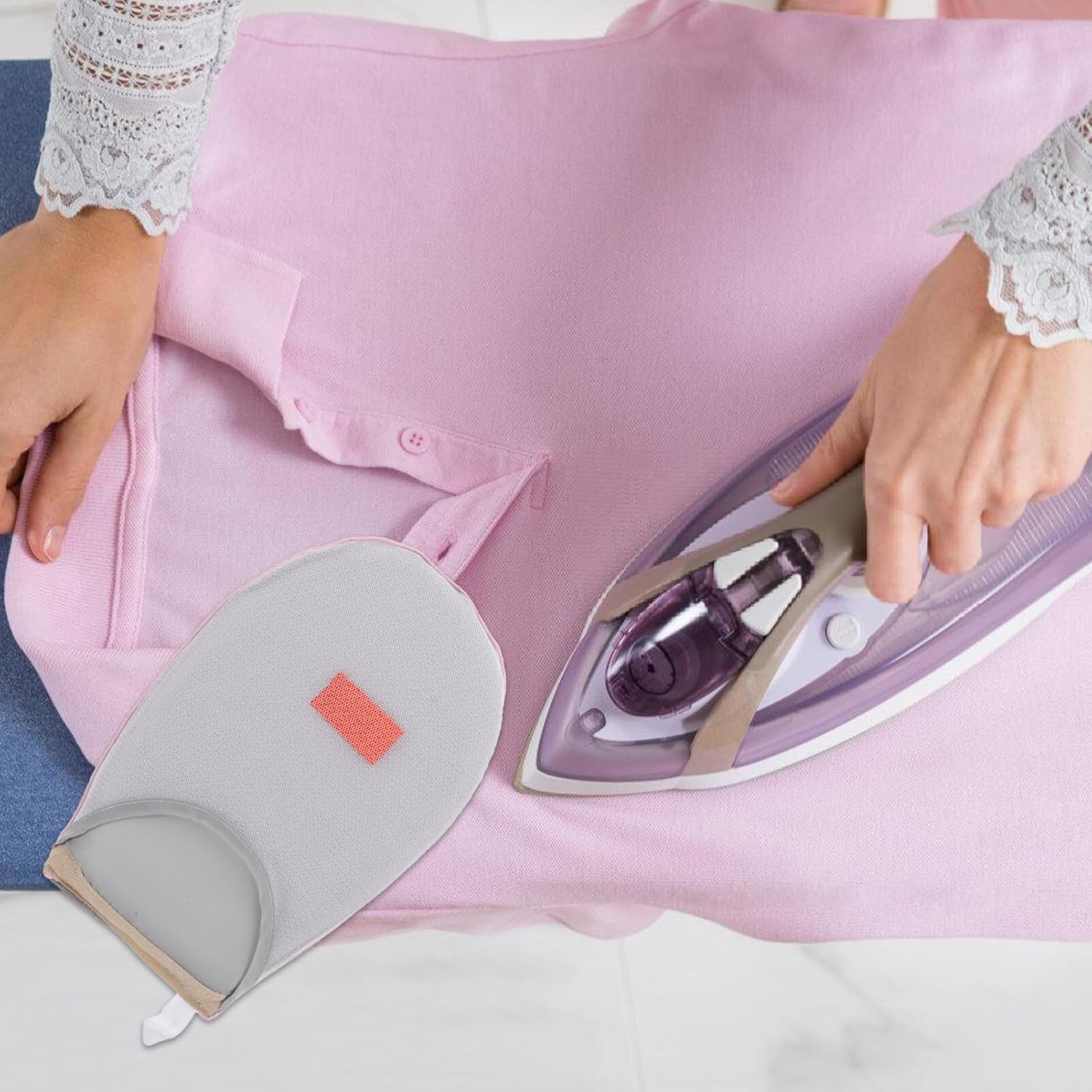 Cabilock Garment Steamer Gloves Mini Heat-Resistant Ironing Board with Finger Loop Protection