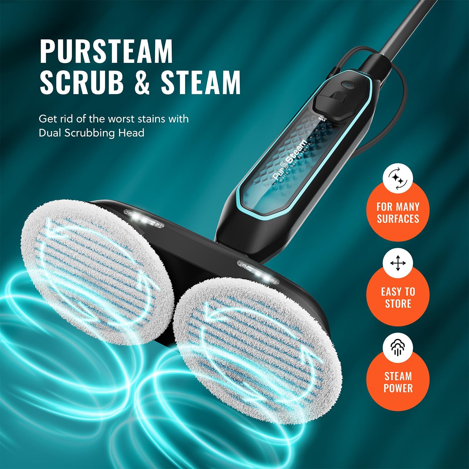 Pursteam Worlds Best Steamers ScrubMaster Steam Mop