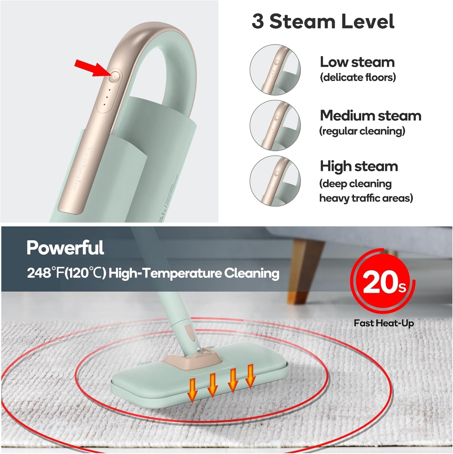 10x Powerful Steam Mop for All Surfaces