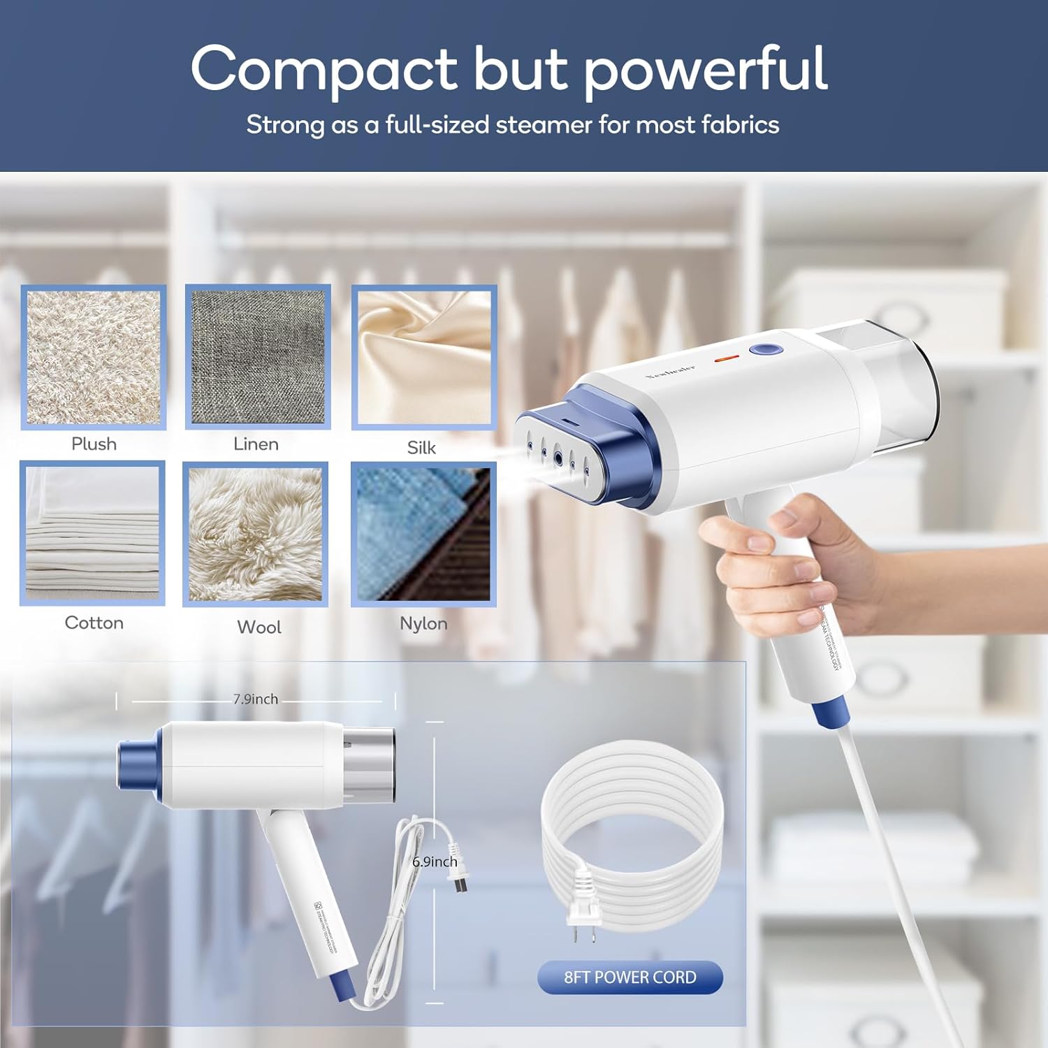 Fast Wrinkle-Free Steamer 1200W Dual Steam Levels Travel-Friendly