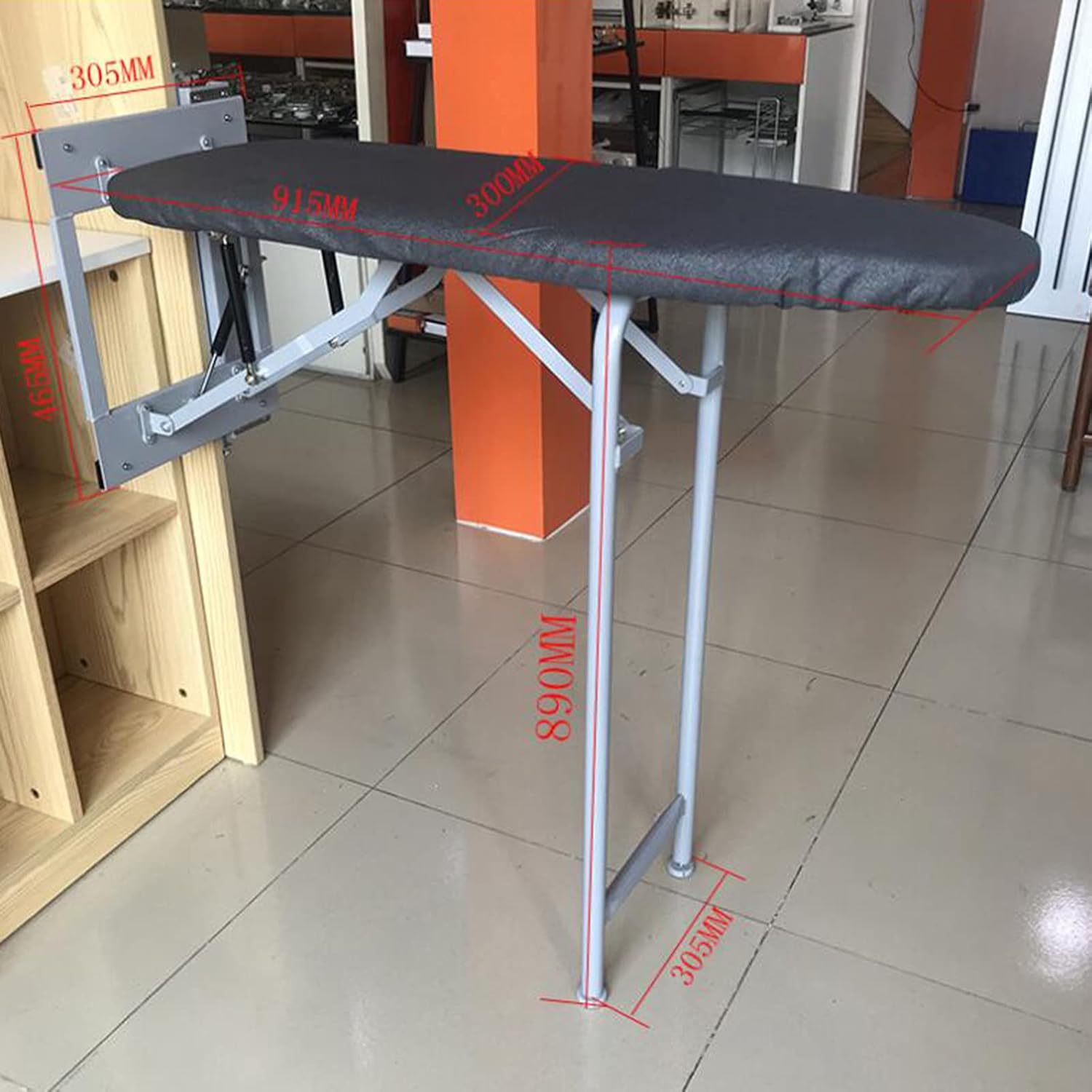 Folding Ironing Board with Cover and 90 Swivel for Kitchen Use