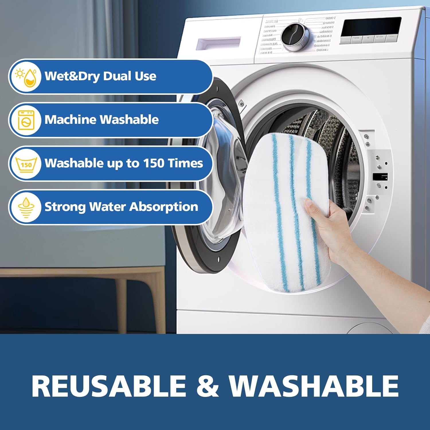 6 Pack Replacement Steam Mop Pads for PurSteam ThermaPro 10-in-1