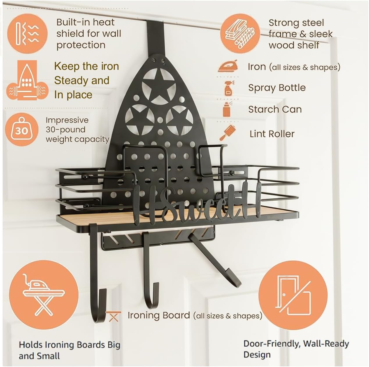 Smart Ironing Hanger 35x6x175-inch Wall-Mount Organizer