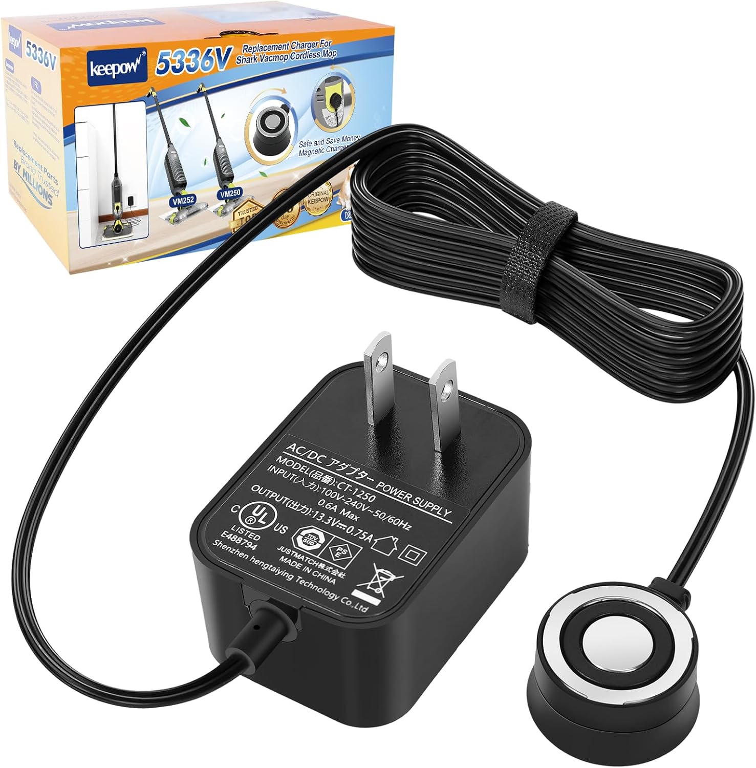 KEEPOW Vacuum Charger for Shark VM252 133V Magnetic Cord