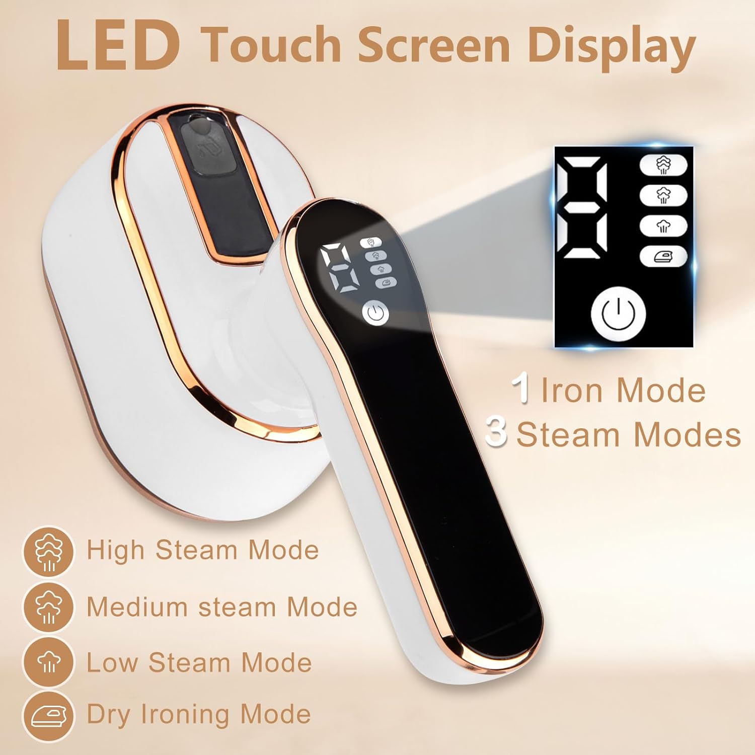 Tenhitoys Travel Steamer Iron Quick Steam LED Display 100ml Tank