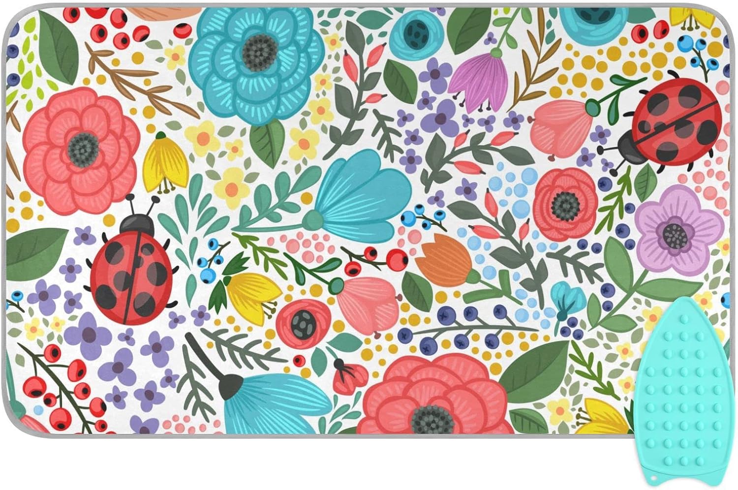 Summer Flowers Heat-Resistant Travel Ironing Mat with Dual-Side Use
