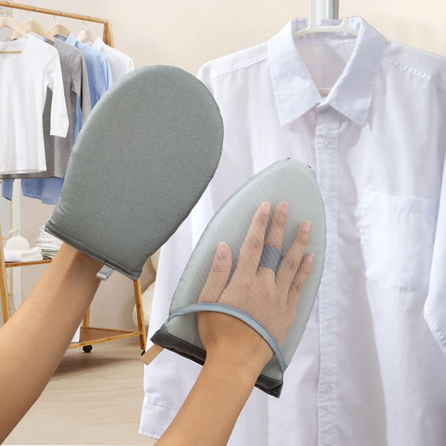 2-Piece Heat-Resistant Anti-Steam Garment Steamer Gloves