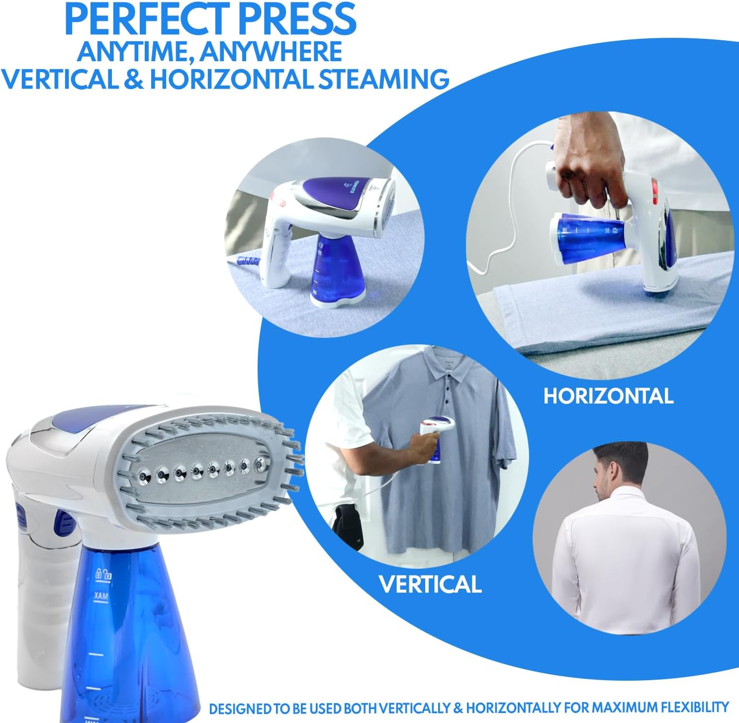 Elevanza Clothes Steamer 1600W Fast Wrinkle-Free Travel-Friendly