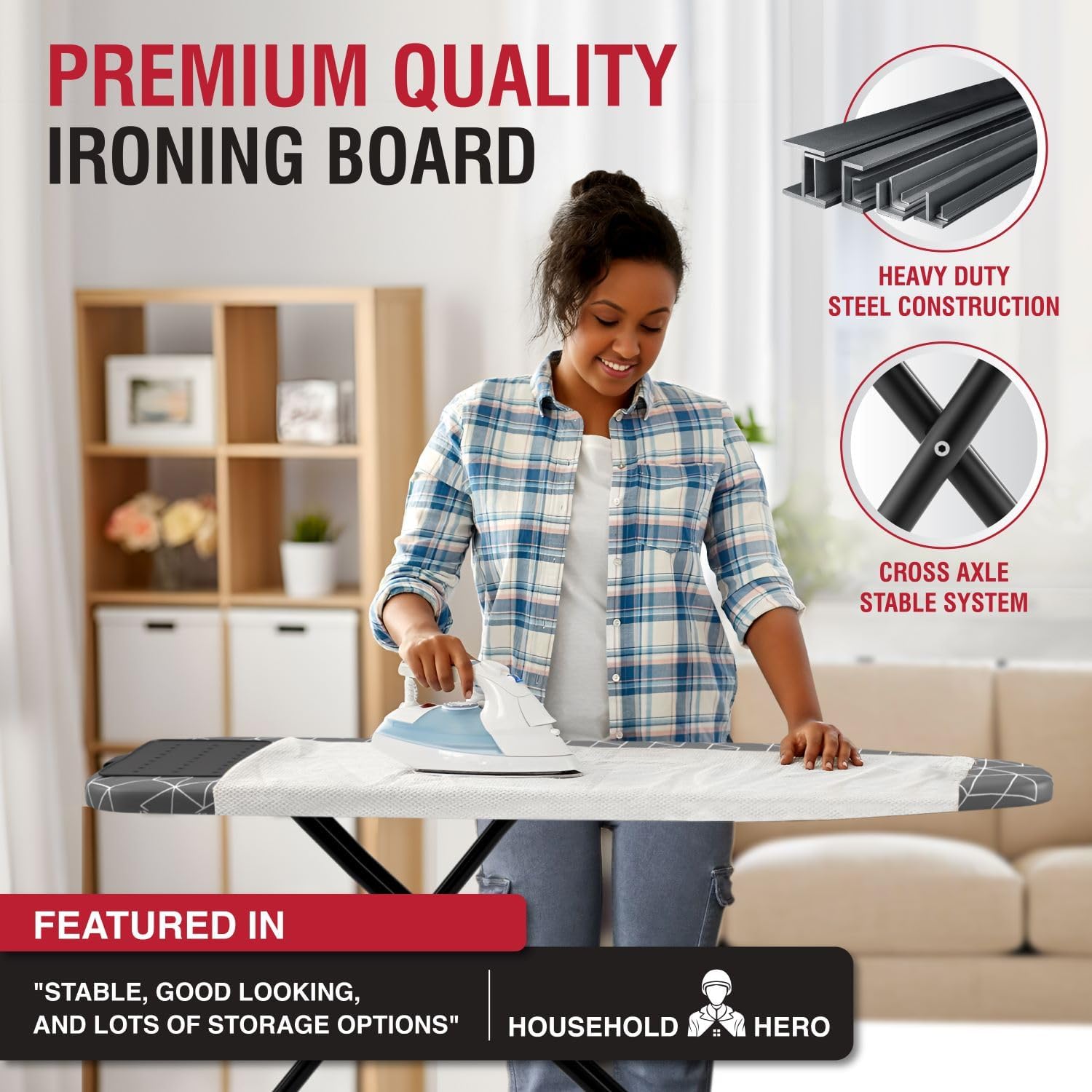 Sturdy Full Metal 48 X 13 Ironing Board
