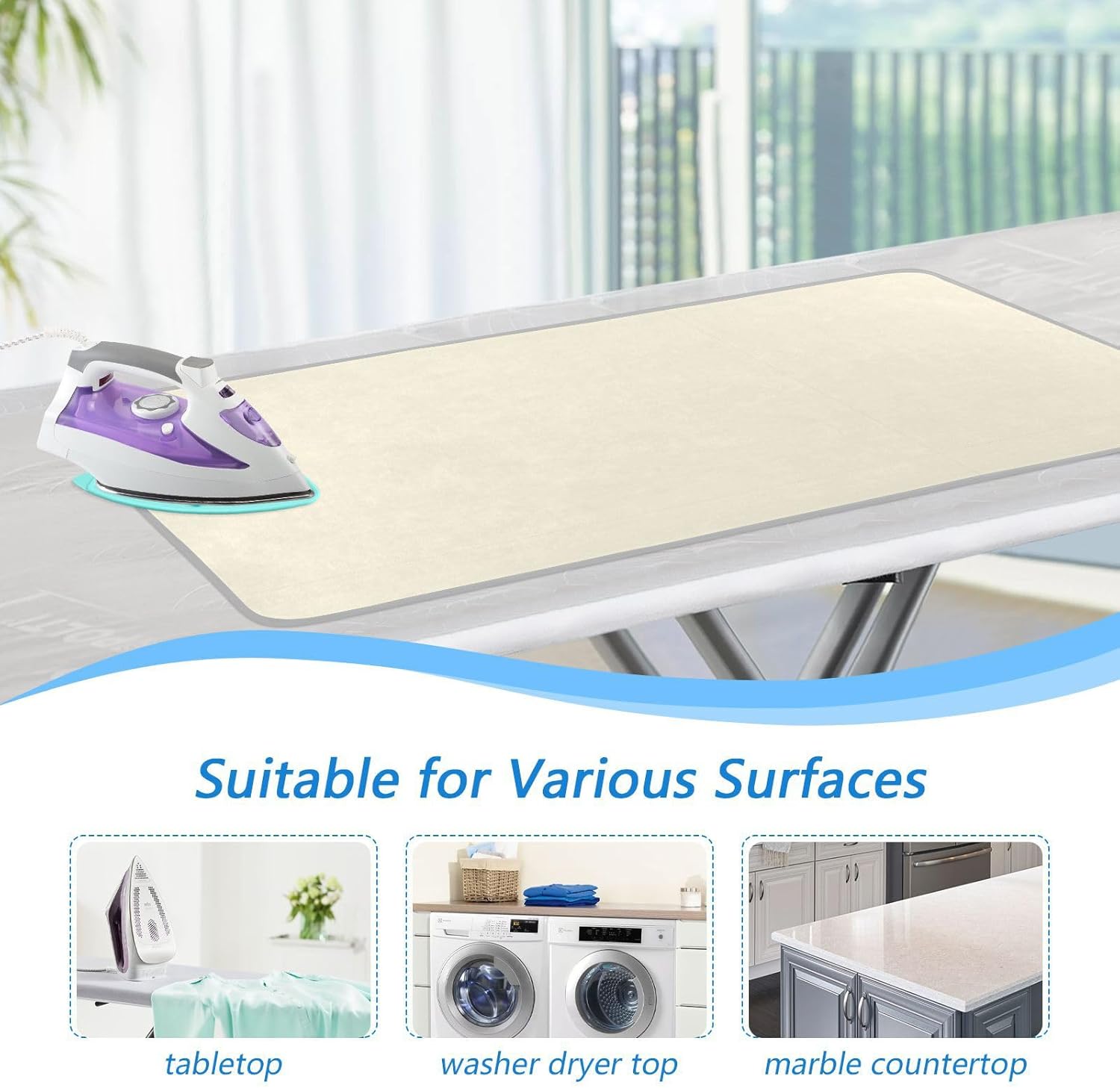 Beige Heat-Resistant Ironing Mat Pad