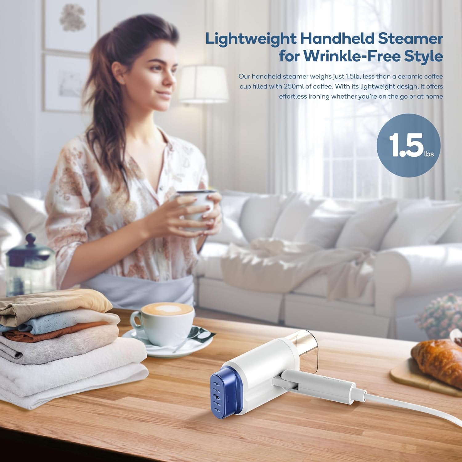Fast Wrinkle-Free Steamer 1200W Dual Steam Levels Travel-Friendly
