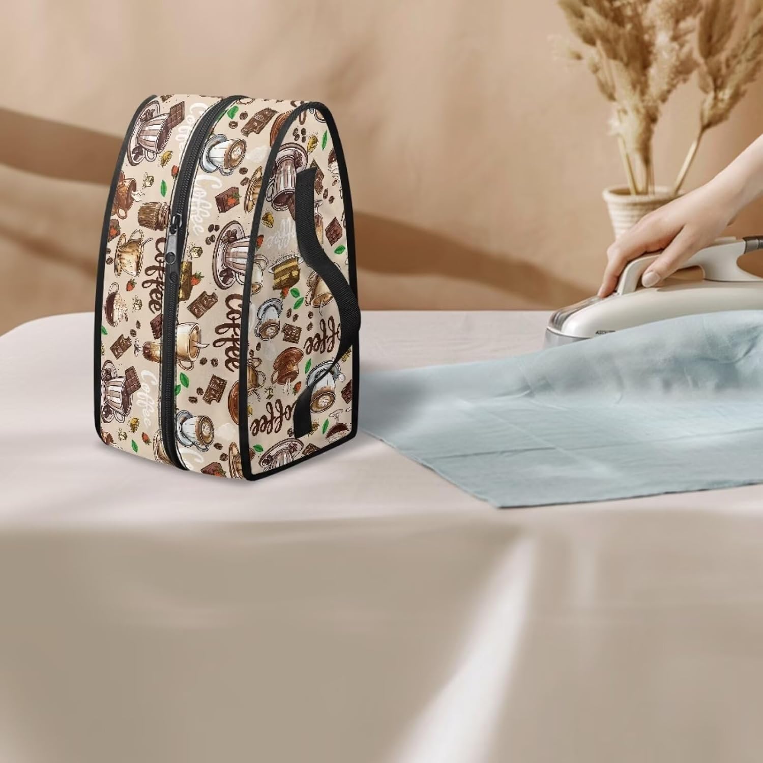 Coffee Chocolate Pattern Iron Storage Bag for Home Use