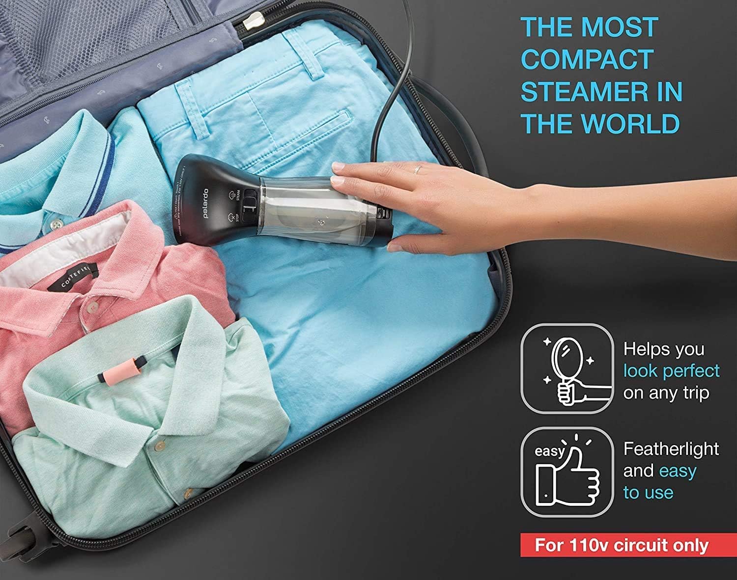 Polardo Travel Compact Travel Garment Steamer