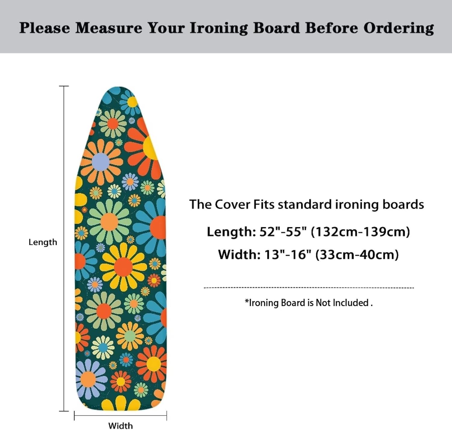 Space-Saving 54x15-inch Ironing Board Cover with Heat-Resistant Design
