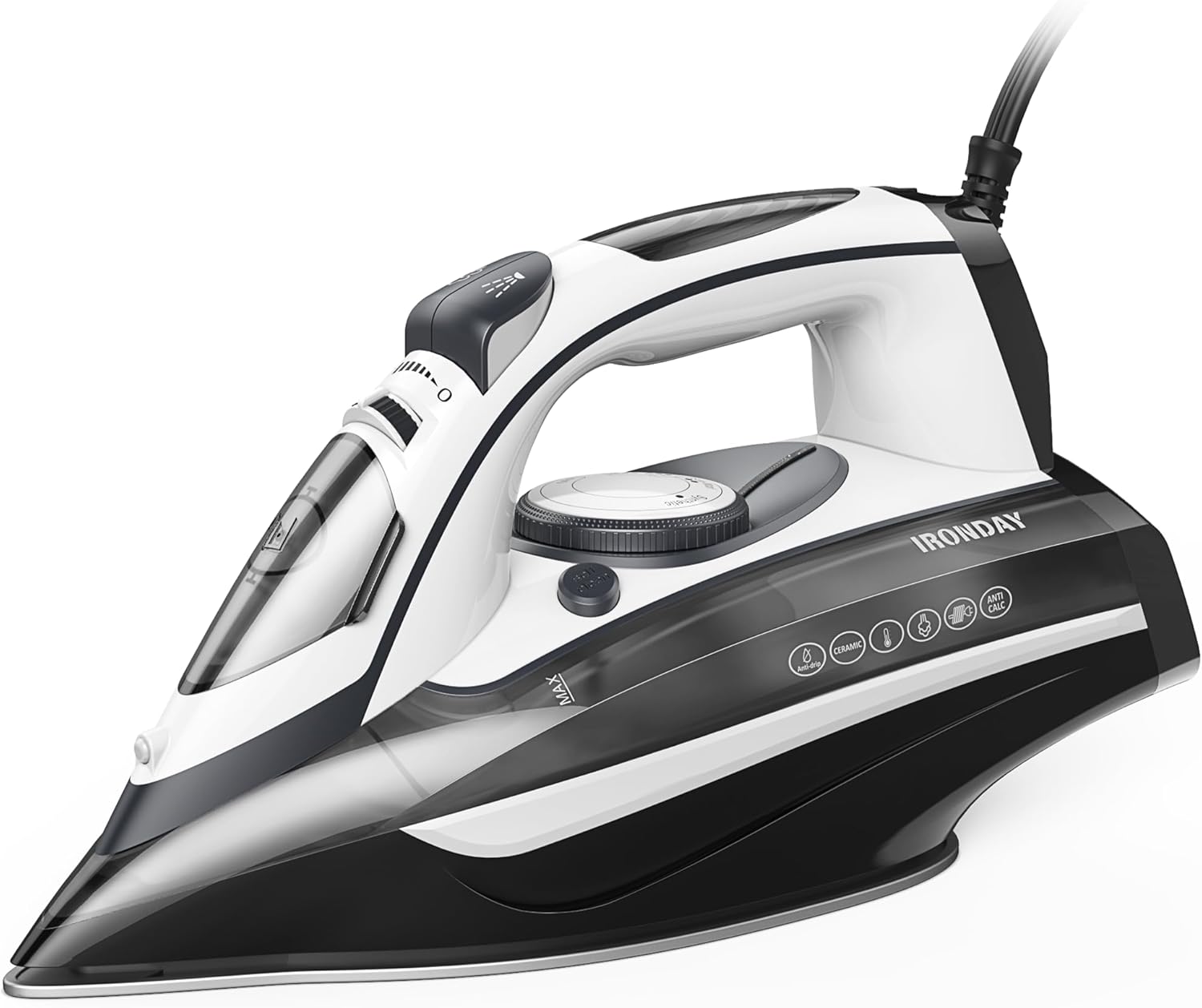IRONDAY 1700W Steam Iron with Ceramic Soleplate and Auto-Off