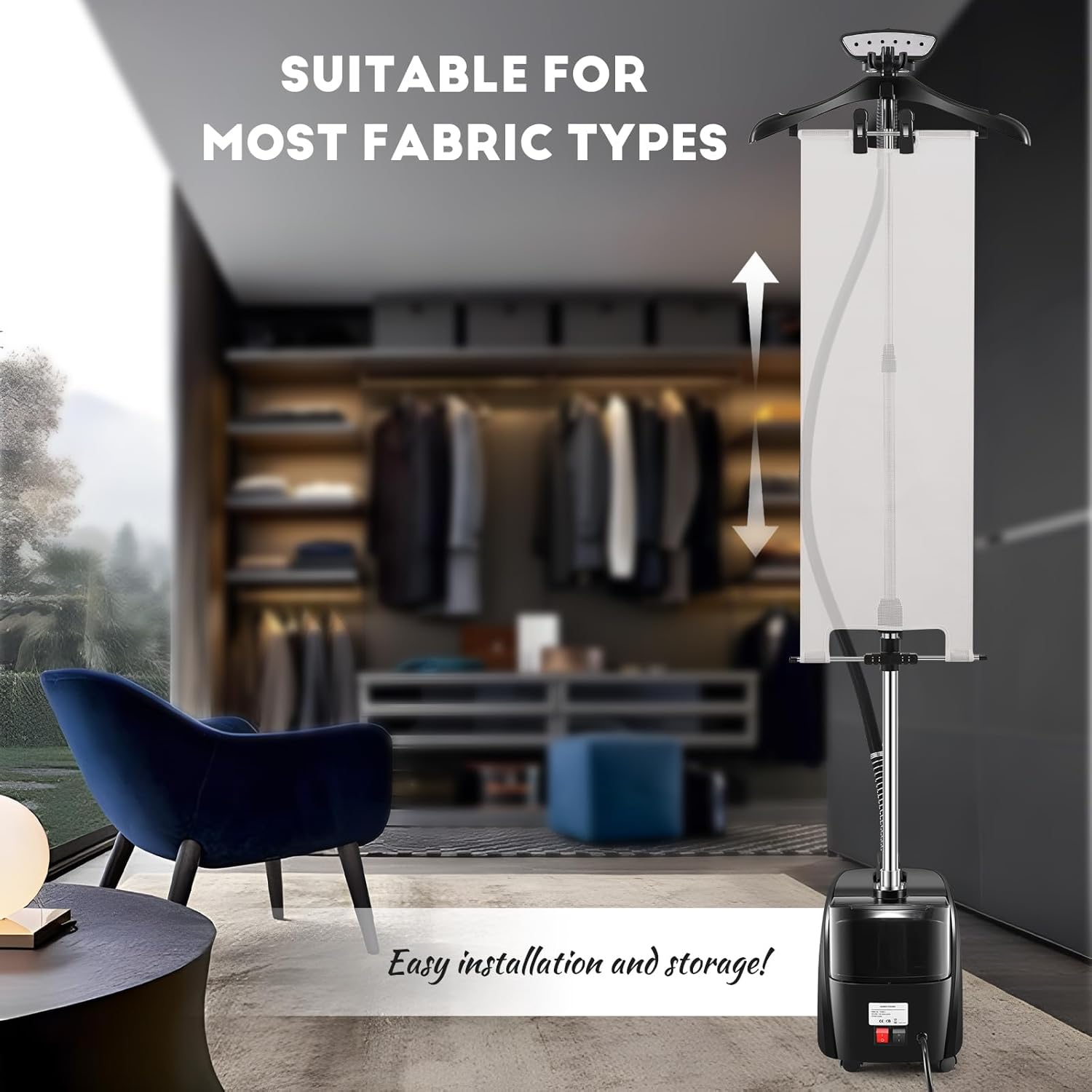 CGOLDENWALLSteaming garment steamer with wheels 1500W power fast heat-up and safety certification