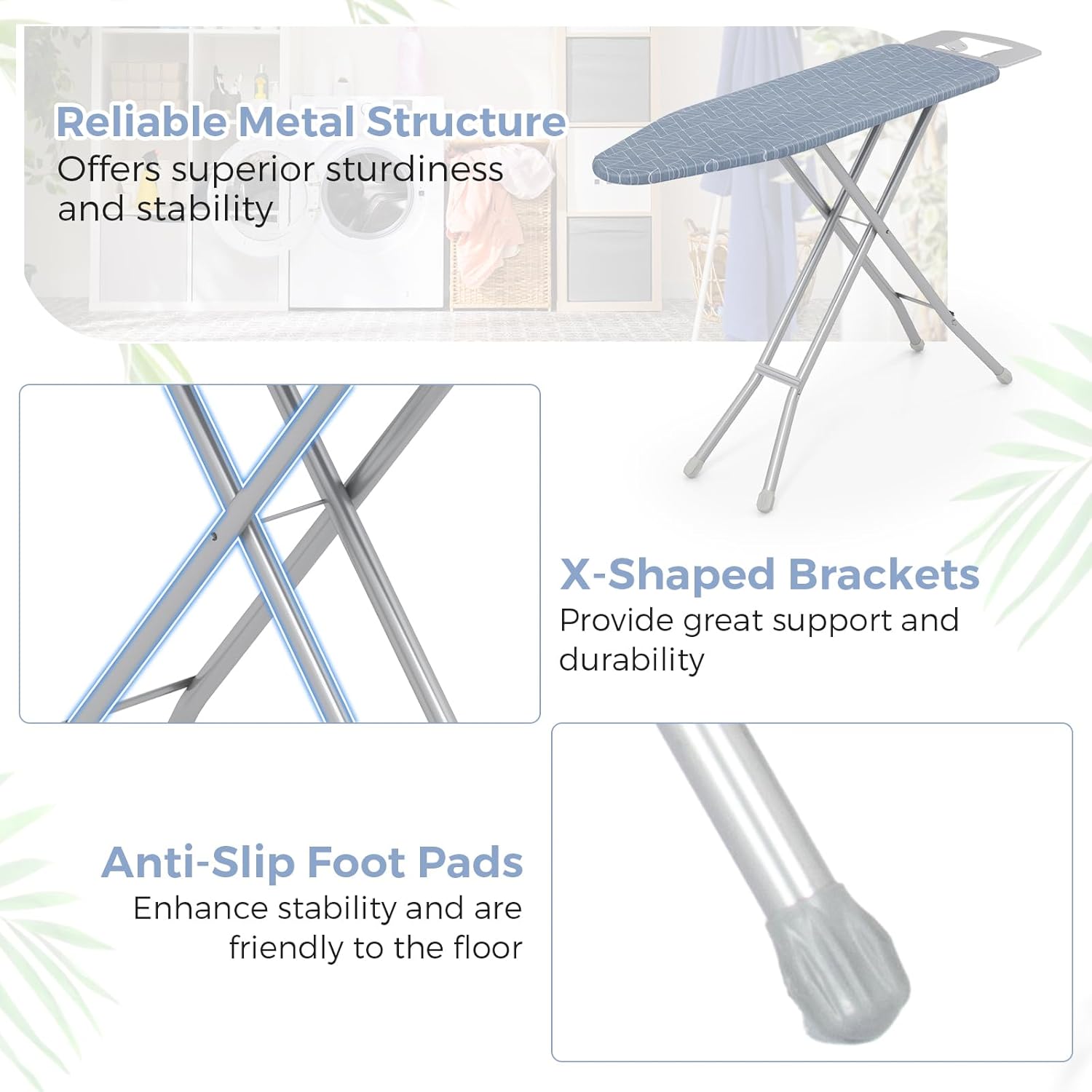 Giantex 7 Adjustable Heights Foldable Ironing Board wCarbon Steel Heat Resistant Folding Design