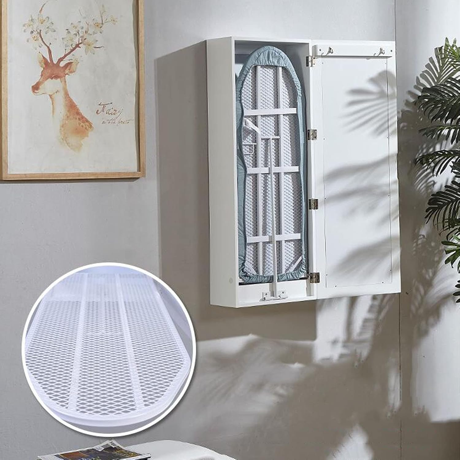 Wall-Mounted Ironing Board with Mirror