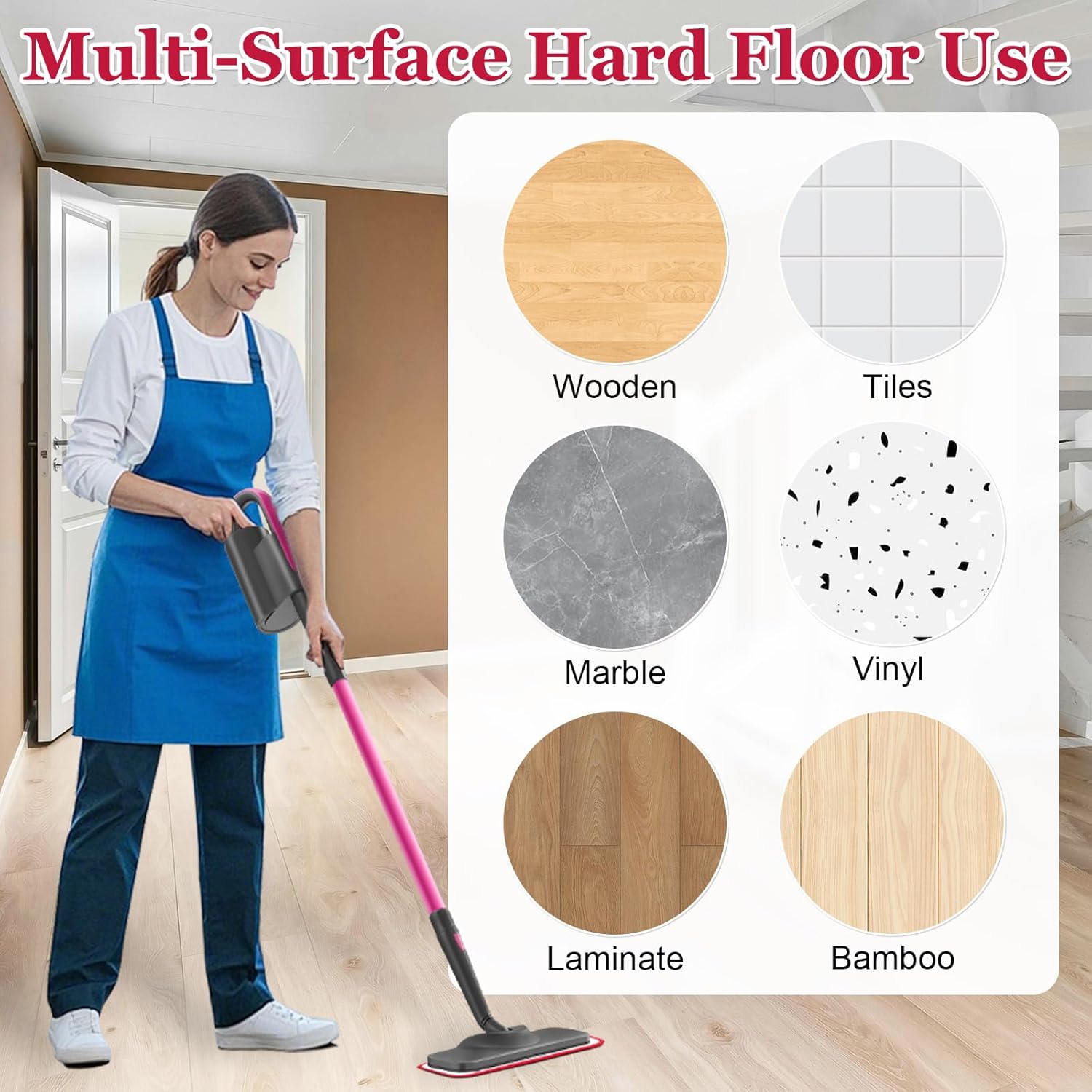 Aiyiried Microfiber Steam Mop Pads 4 Pack Pink