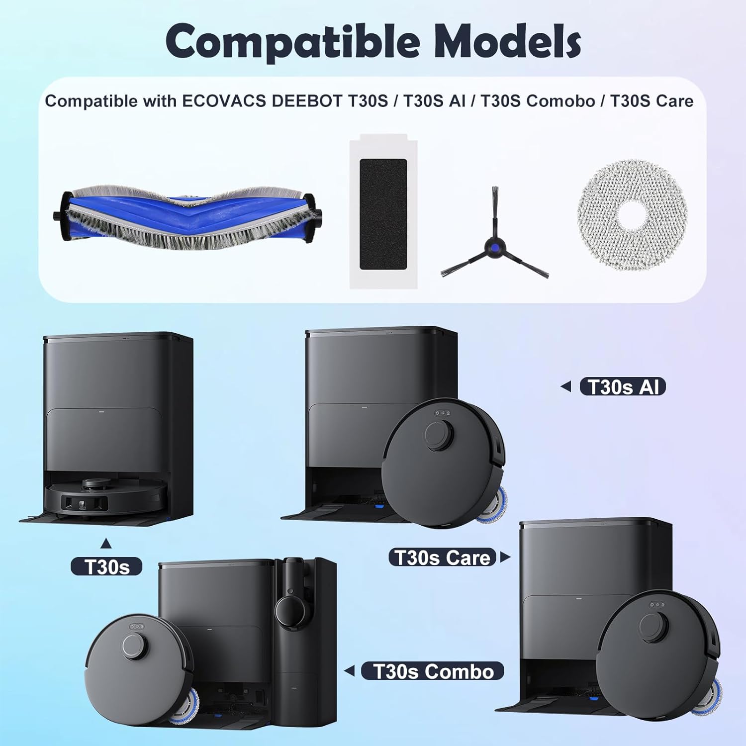 18-Piece Replacement Kit for ECOVACS T30S T30S Ai ID 12345