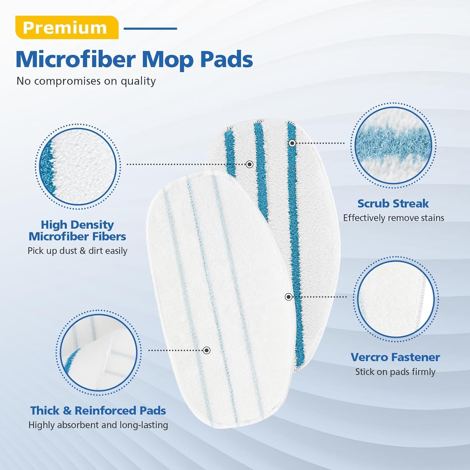 6 Pack Replacement Steam Mop Pads for PurSteam ThermaPro 10-in-1