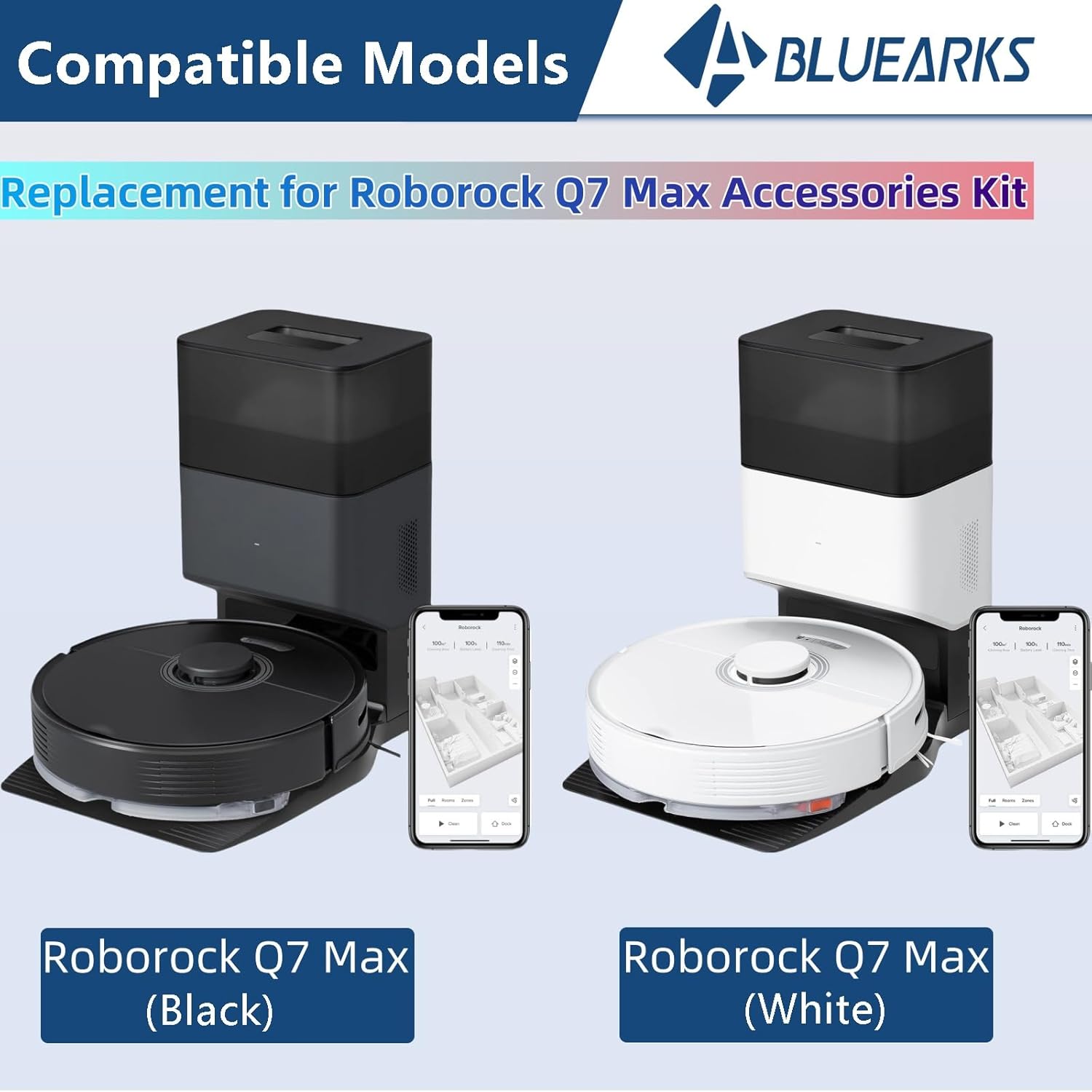 Bluearks Replacement Parts Kit for Roborock Q7 Q7 Max Vacuum Cleaner