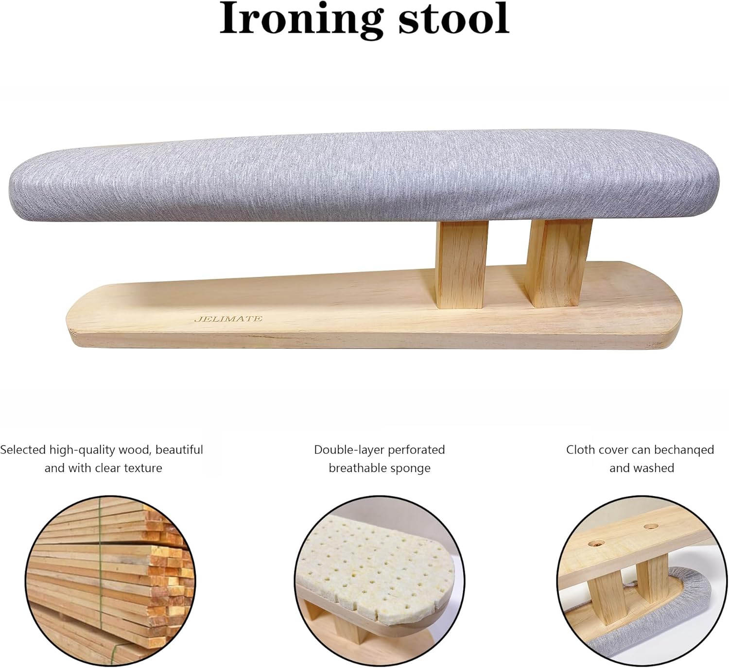 JELIMATE Portable Ironing Board with Padded Cushion