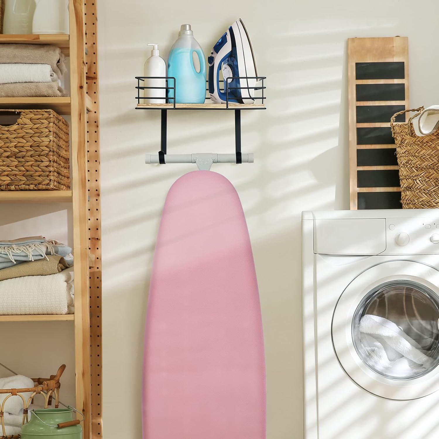 THYGIFTREE Wall-Mounted Ironing Board Hanger Durable Space-Saving Organizer
