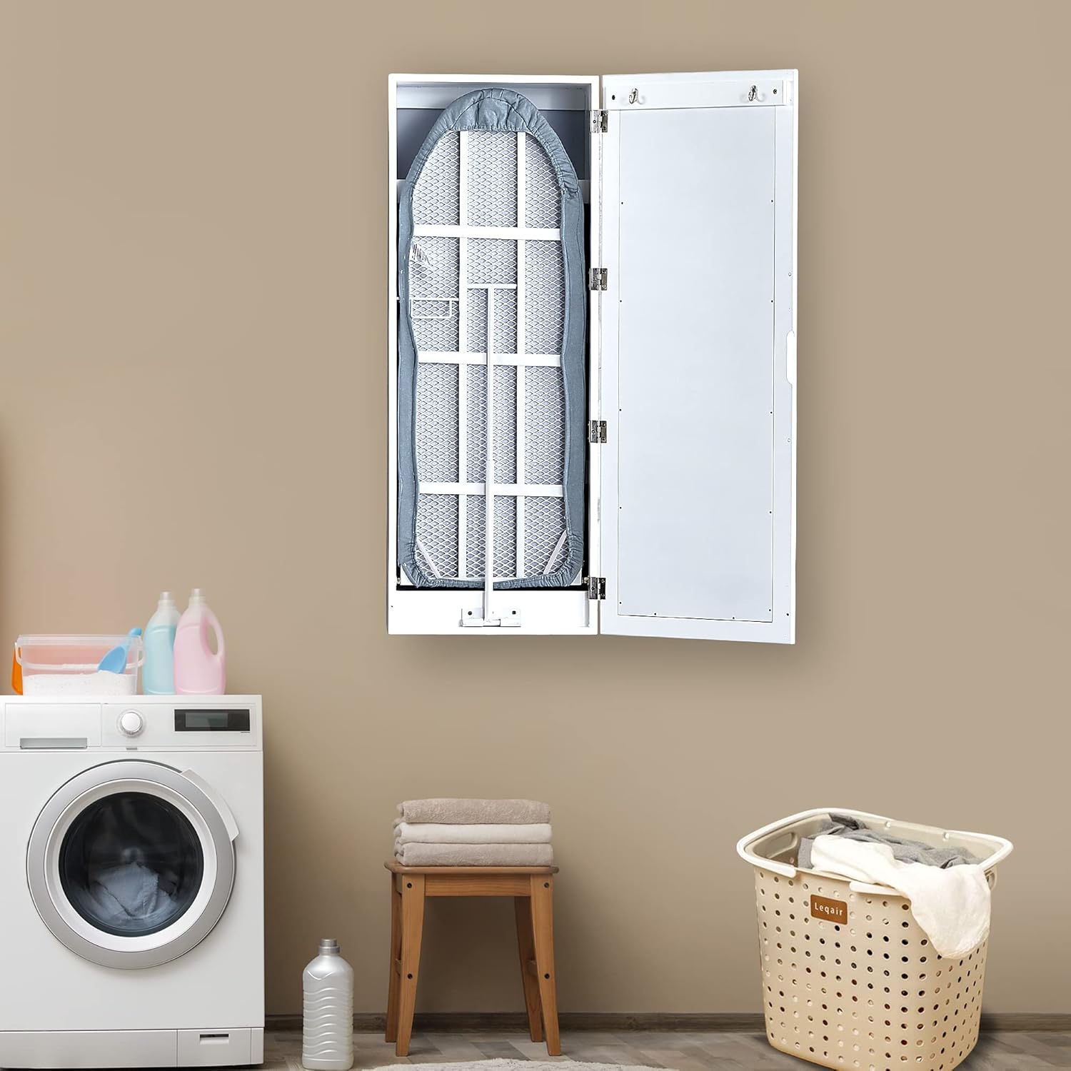 Wall-Mounted Ironing Board Cabinet Full-Function Folding Design
