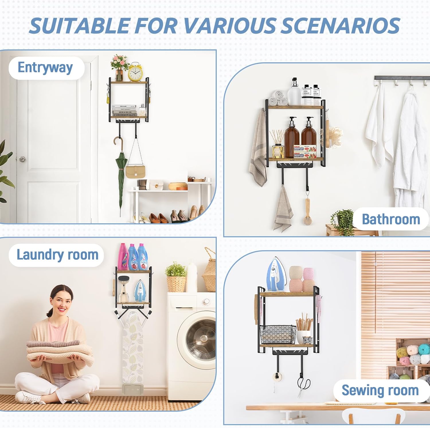 EsLukerlyIroning Board Holder with Removable baskets for set