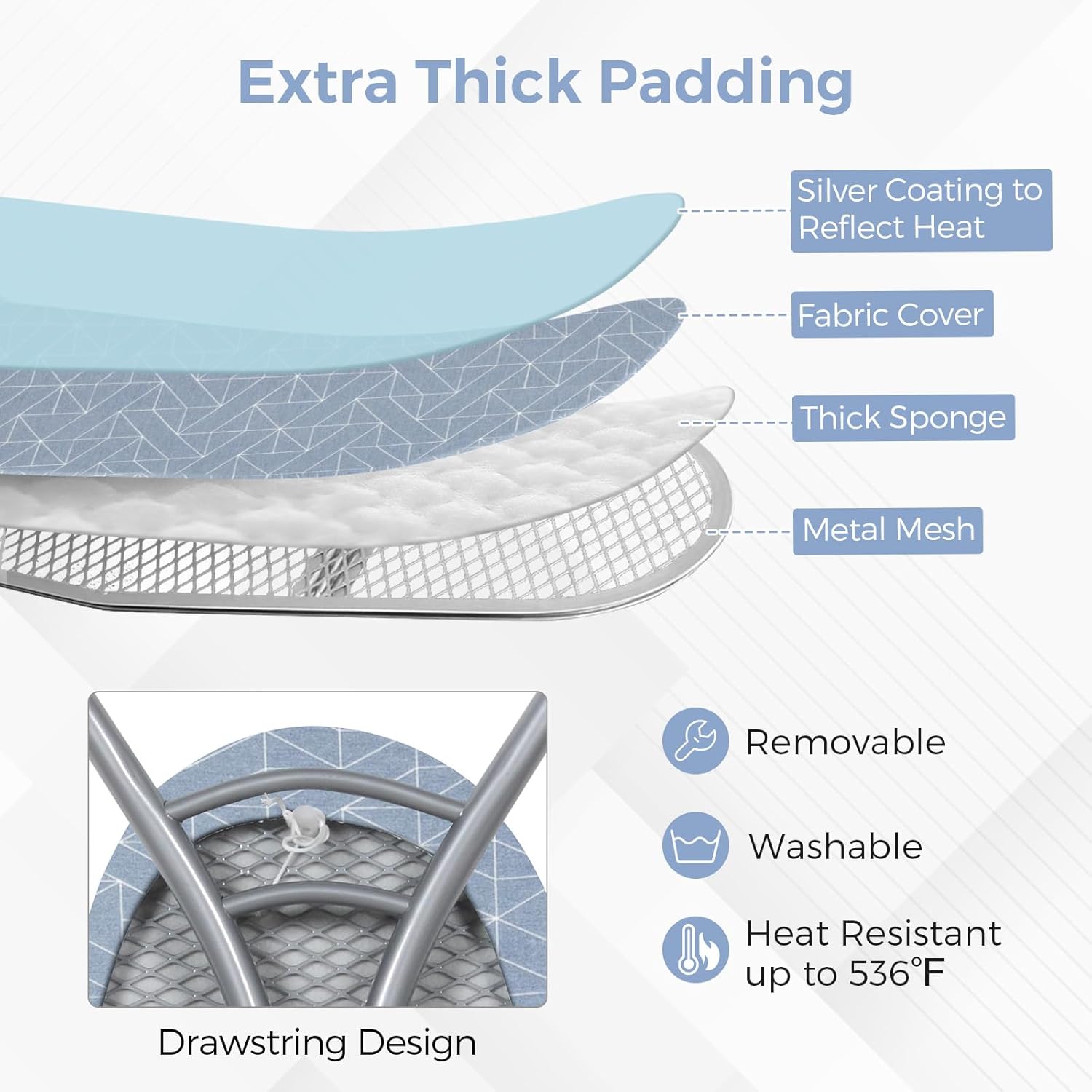 Giantex 7 Adjustable Heights Foldable Ironing Board wCarbon Steel Heat Resistant Folding Design