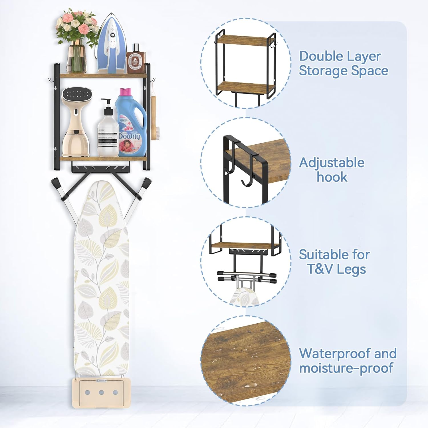 EsLukerlyIroning Board Holder with Removable baskets for set