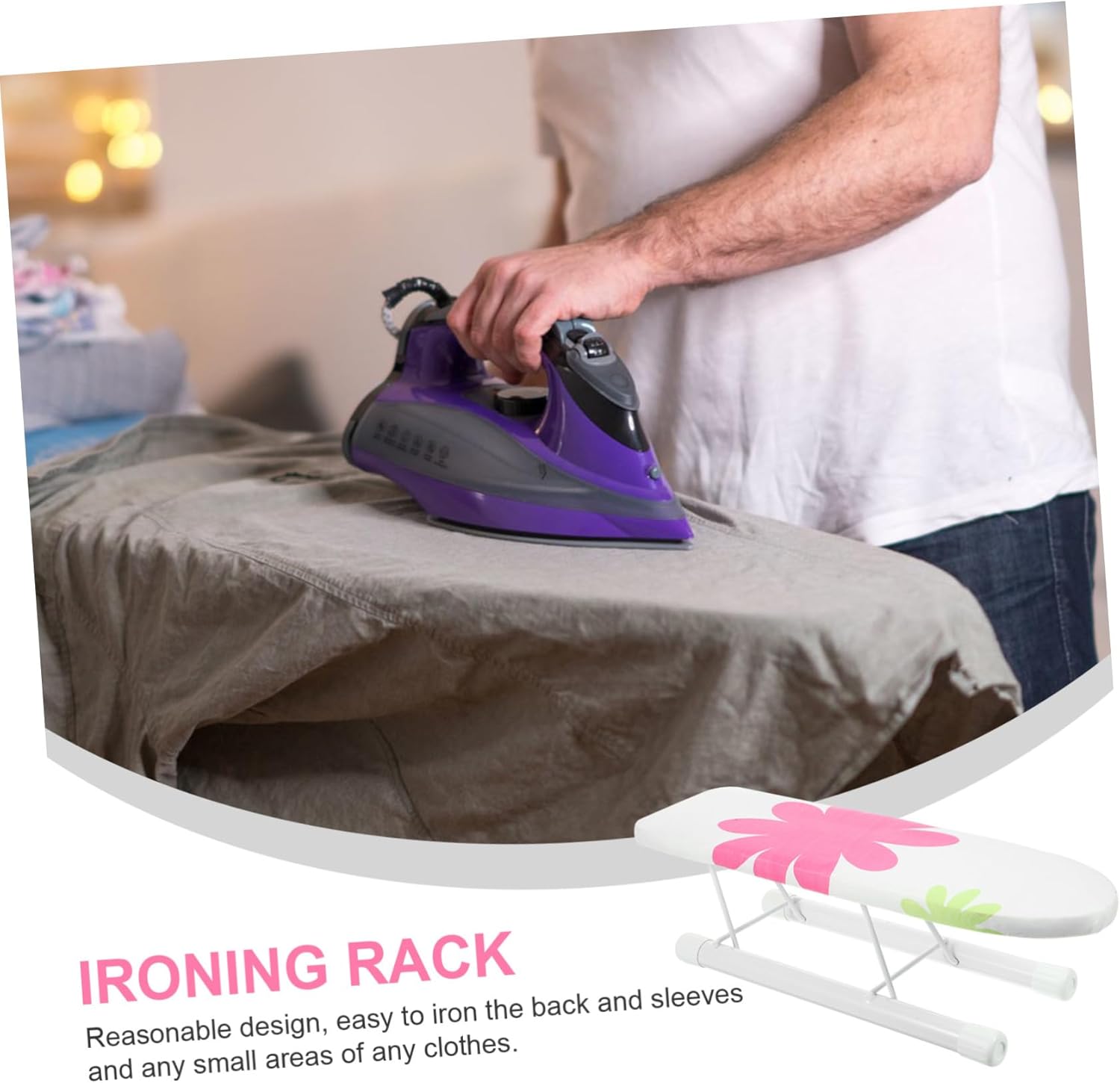 Cabilock Mini Folding Ironing Board with Floral Design