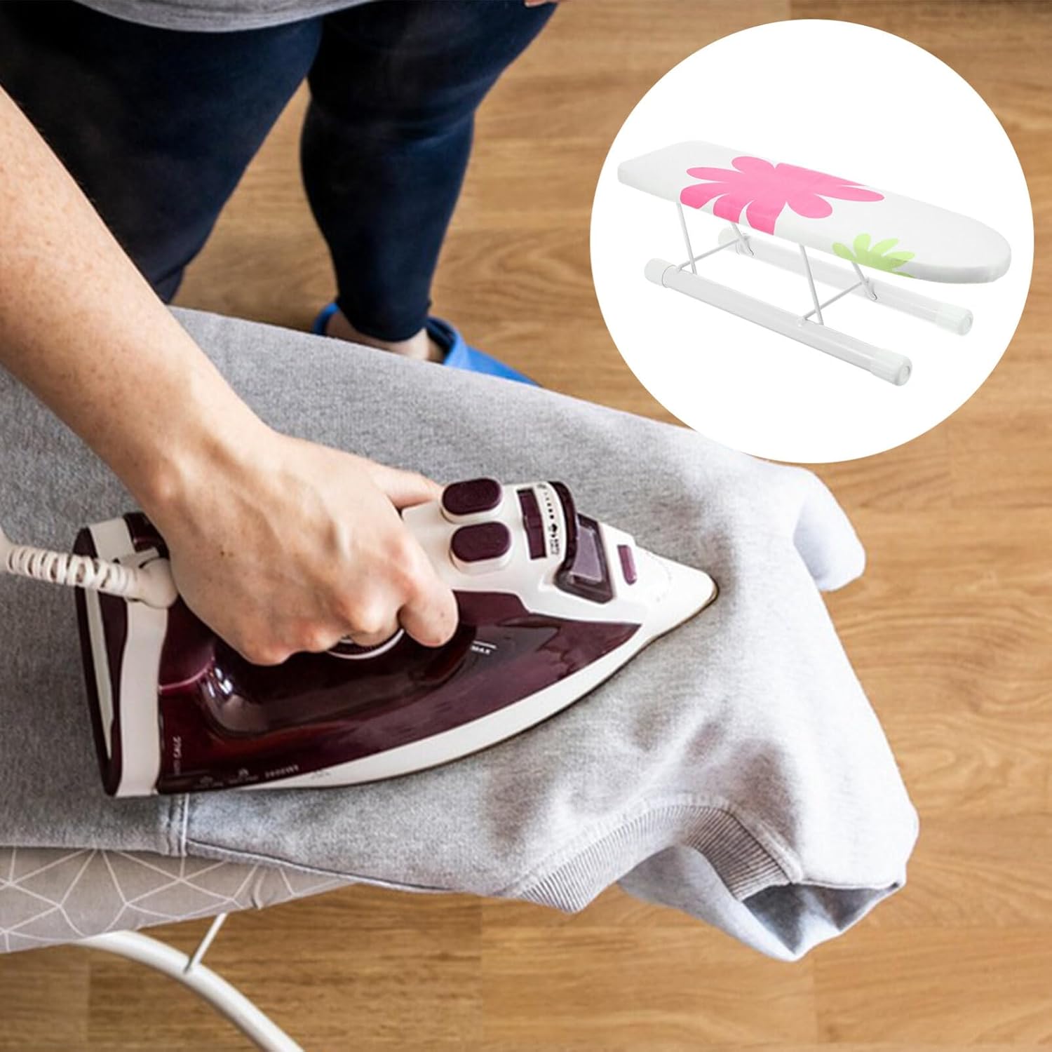 Compact Multi-Purpose Ironing Board with Iron Holder