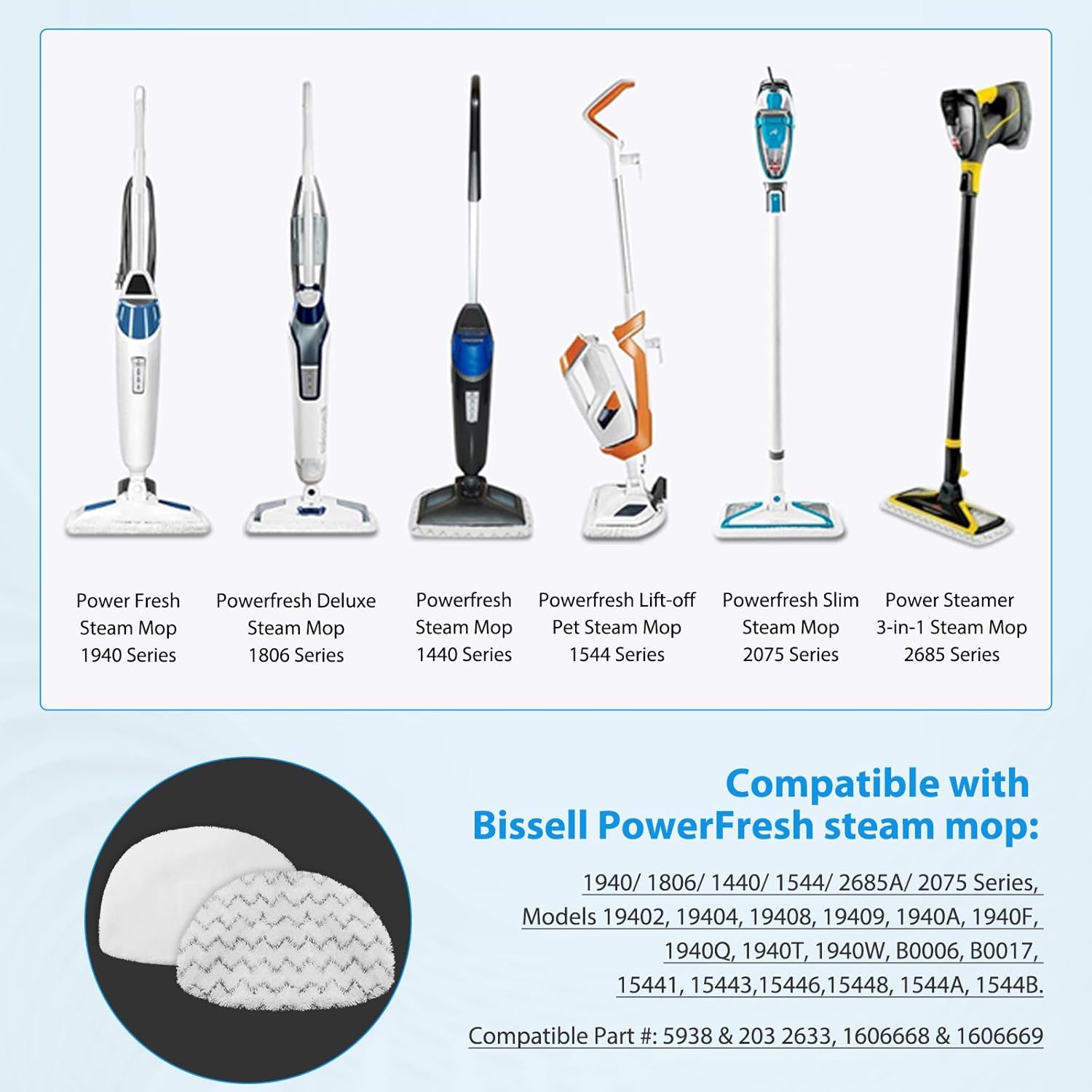 Extolife Steam Mop Replacement Pads for Bissell Powerfresh Series