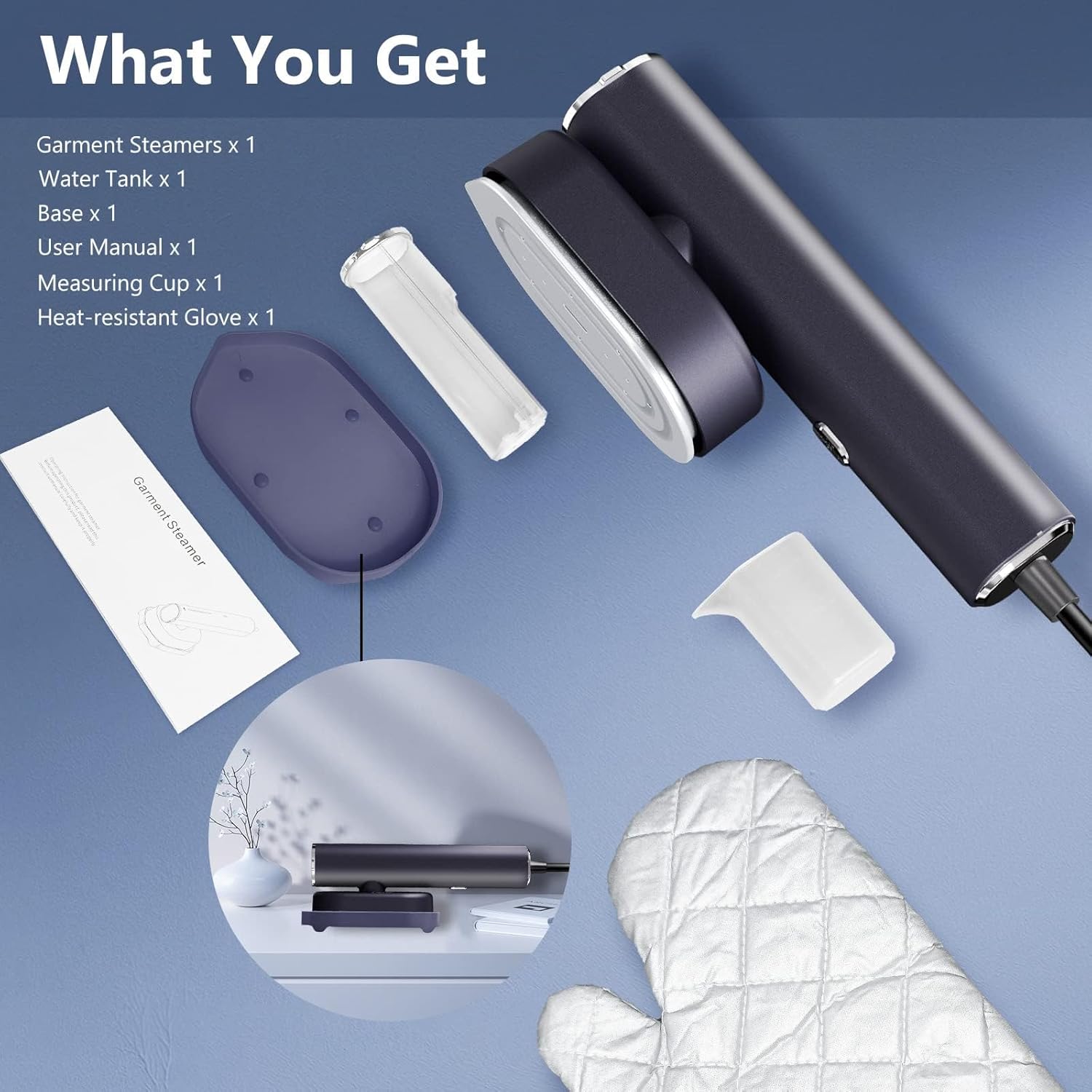 HULMAY - Portable Efficient 10s Steamer for Fast 120V Wrinkle Removal