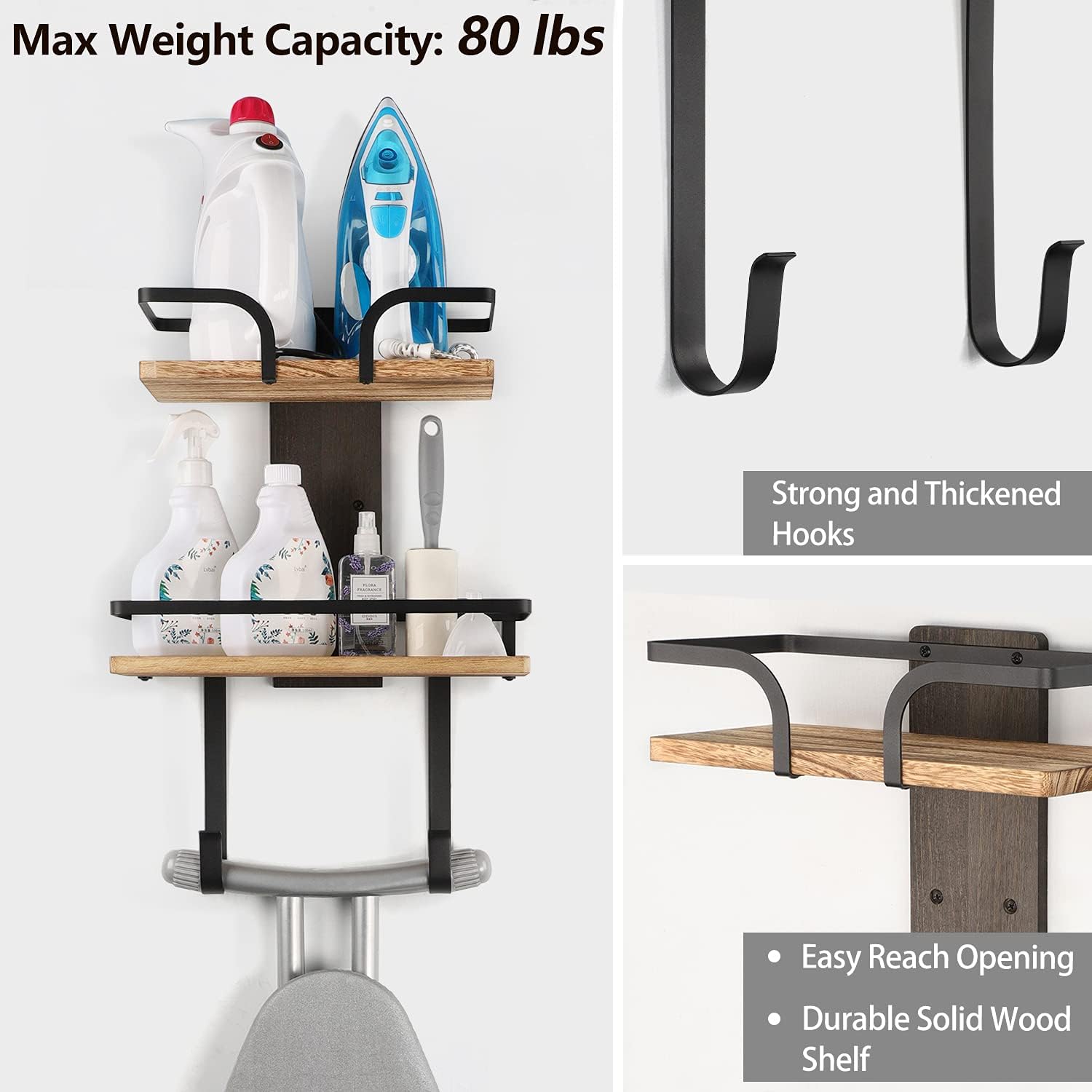 VINAEMO Ironing Board Hanger Wall Mount with 2 Layers